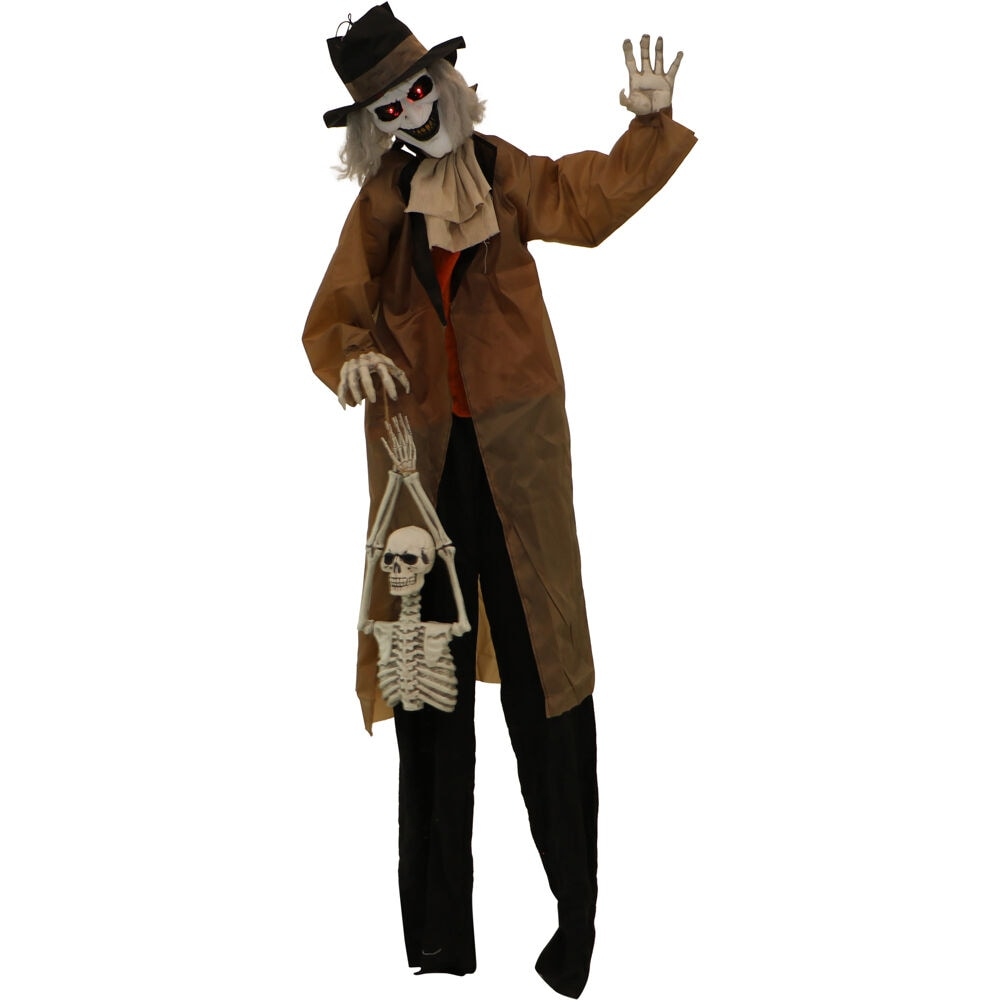 Haunted Hill Farm 5.25 ft. 3.5 lbs Animatronic Gravekeeper Halloween Decoration, Multicolor, HHGRVKPR-1FLSA