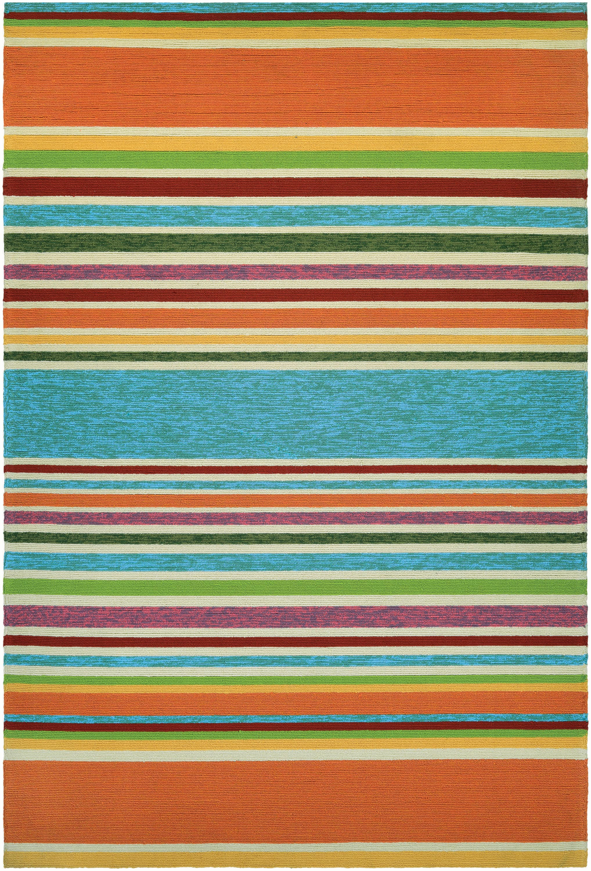 Covington Coastal Charm Blue Stripe Handcrafted Rug 2' x 4'