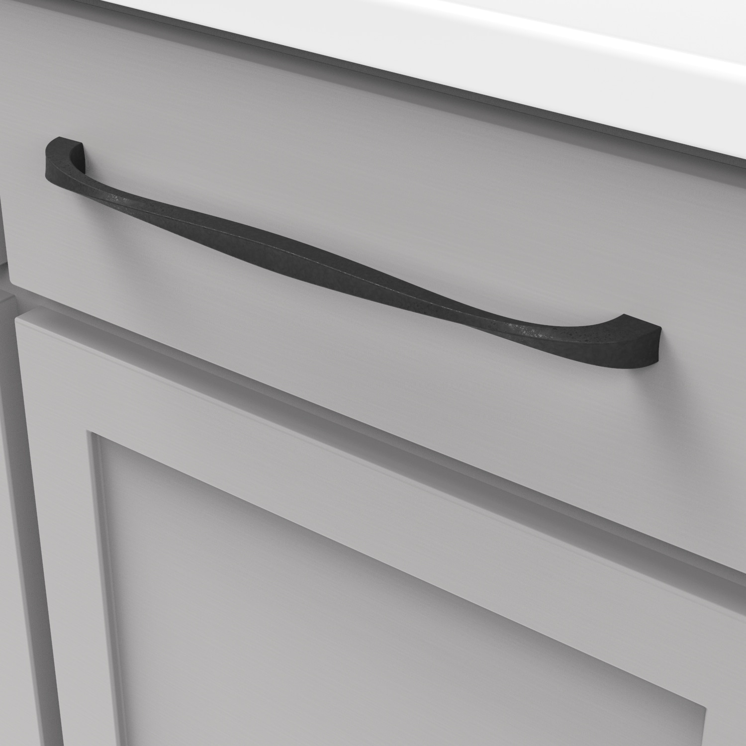 Hickory Hardware 1 Pack Solid Core Kitchen Cabinet Pulls, Luxury Cabinet Handles, Hardware for Doors & Dresser Drawers, 12 Inch Hole Center, Black Iron, Twist Collection