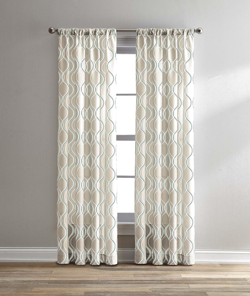 CHF Morocco Poletop Curtain, Geometric 50"x 84", Aqua, Adult