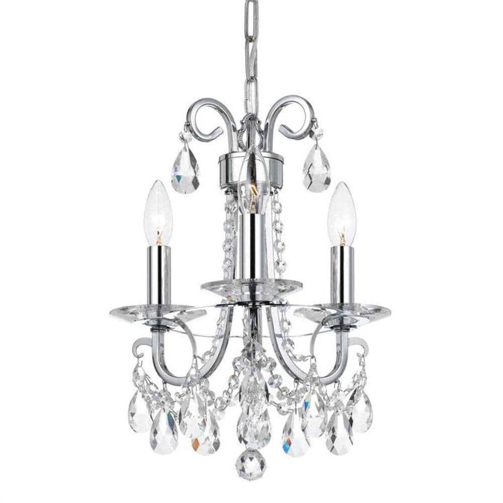6823-CH-CL-MWP-Crystorama Lighting-Othello - Three Light Mini Chandelier in Classic Style - 13 Inches Wide by 15.5 Inches High-Hand Cut Crystal