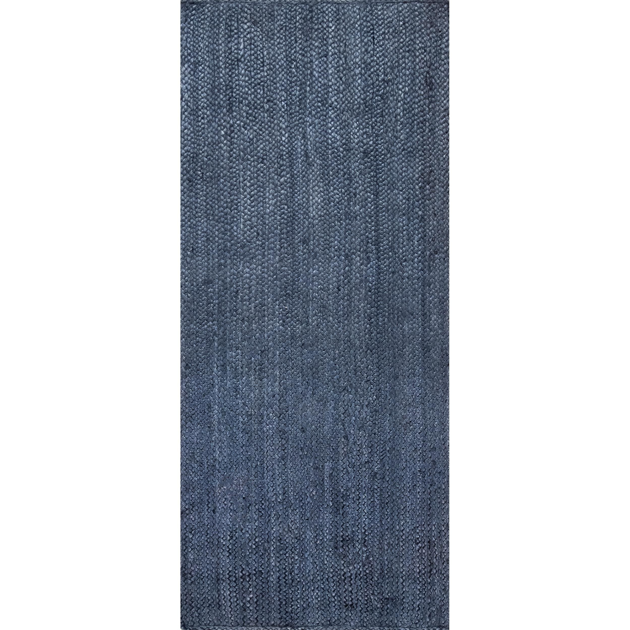 nuLOOM Rigo Hand Woven Farmhouse Jute Runner Rug, 2' 6" x 6', Navy
