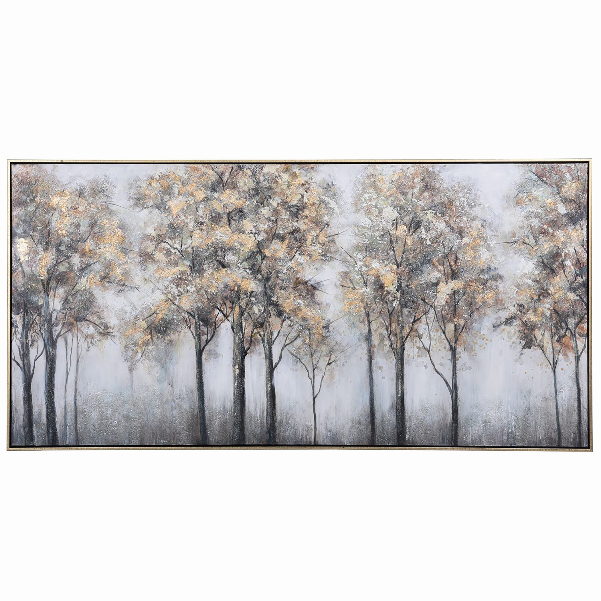 Plantation Trees - Hand Painted Framed Canvas Art - 60In W. X 30In Ht. X 2In D.