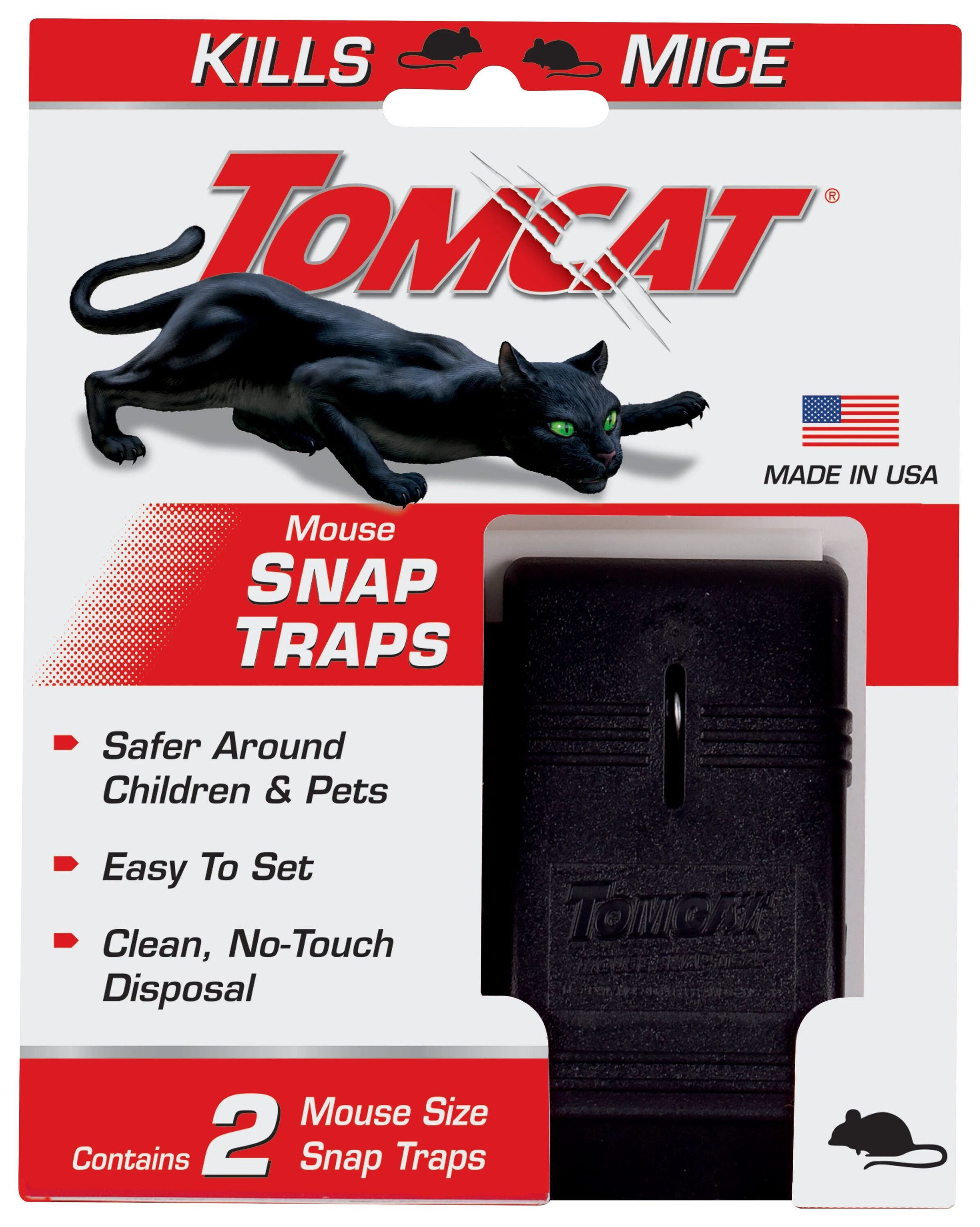(2 pack) Tomcat Mouse Snap Traps, Contains 2 Traps, No-Touch Disposal, Easy to Set