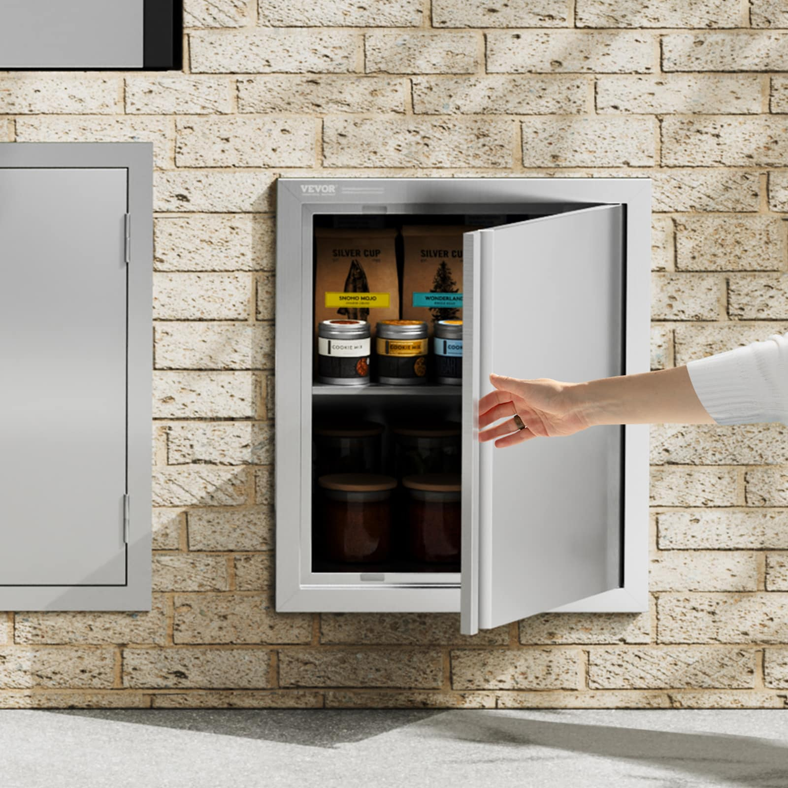 Single Outdoor Kitchen Door 18 in. W x 21 in. H BBQ Access Door Stainless Steel Flush Mount Door Wall Vertical Door