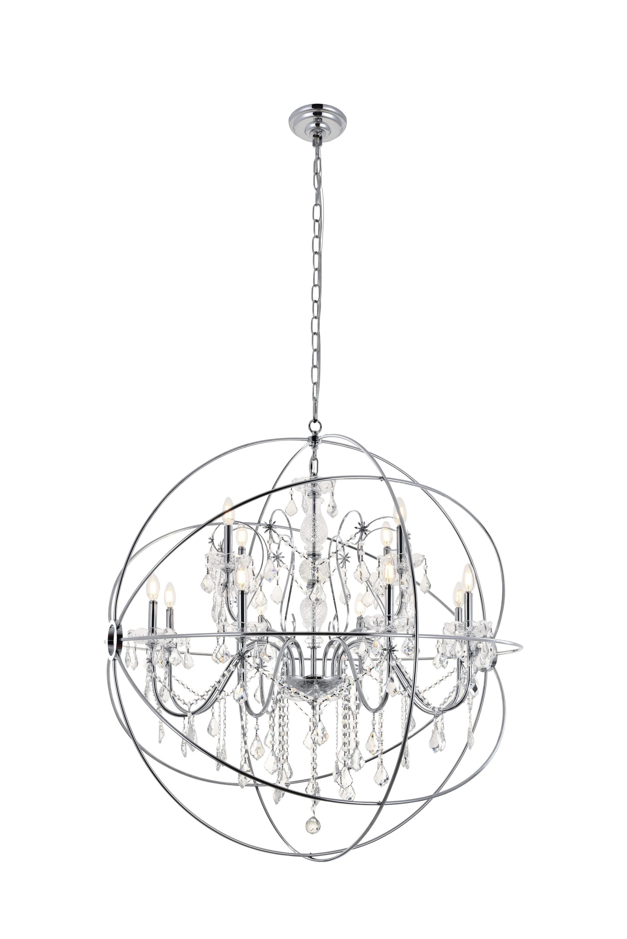 Elegant Decor Home Furnishing 12 -Light Chrome Transitional Globe Large Hanging Pendant light