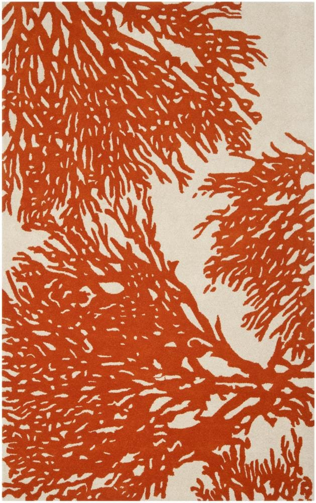 SAFAVIEH Bella Pascal Floral Coral Wool Area Rug, Beige/Terracotta, 4' x 6'