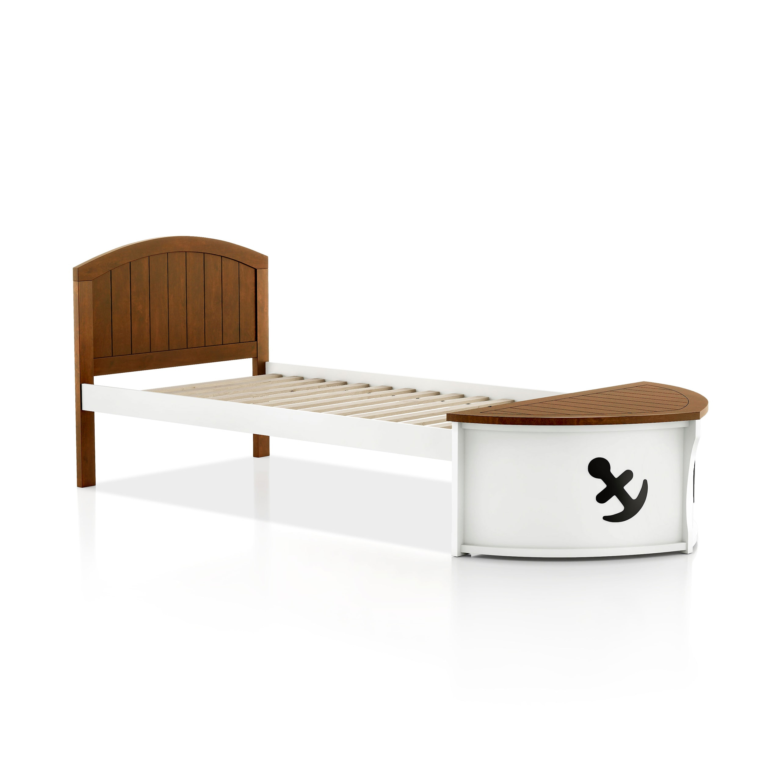 Furniture of America Badedu Kids Solid Wood Twin Captain Bed White and Oak