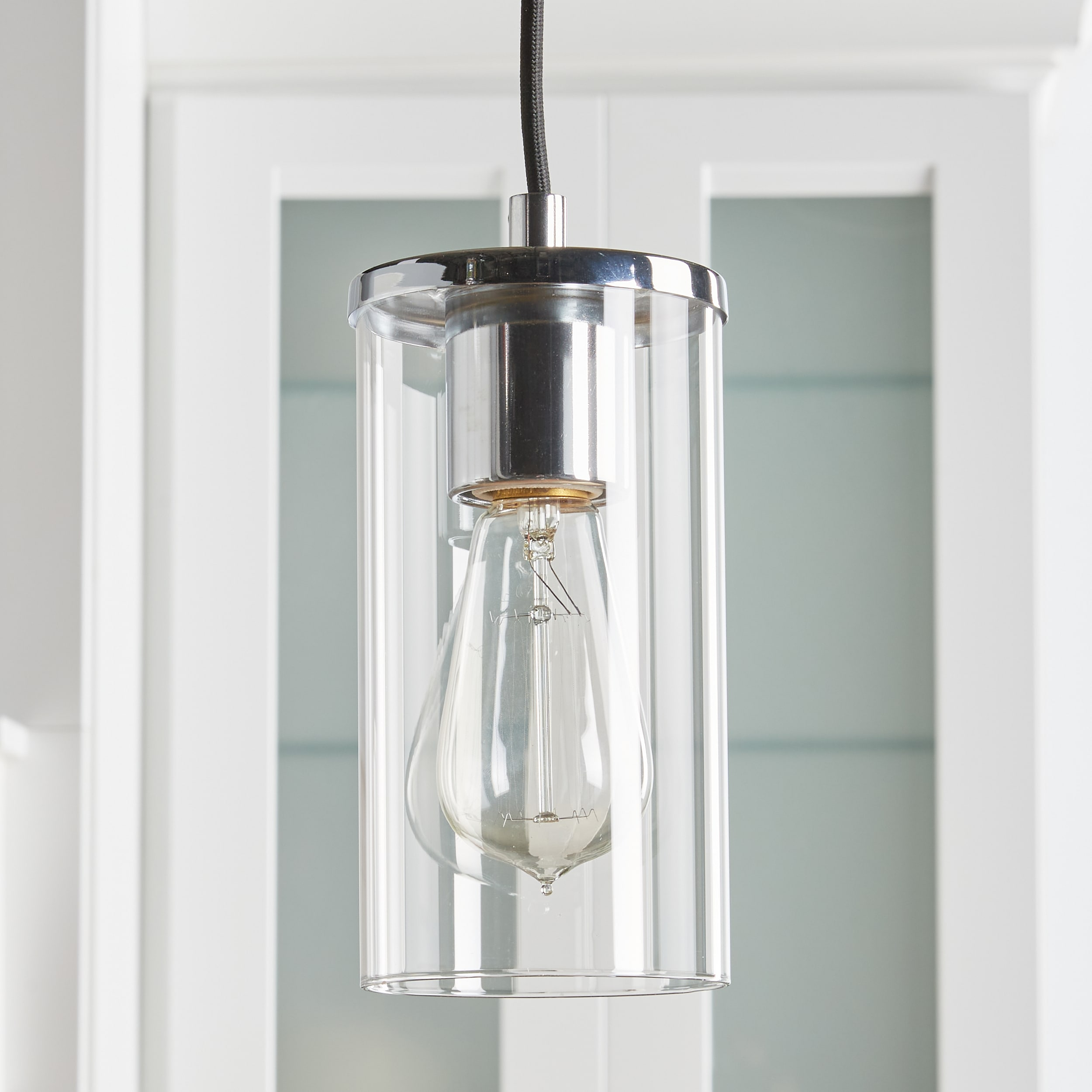 Zire Chrome Mini Pendant Light with Clear Glass Shade