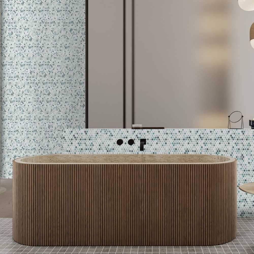 The Tile Life Eterna Penny Shabby Green Glass Floor and Backsplash Wall Tile, 4" x 4" Sample, 1-Pc.