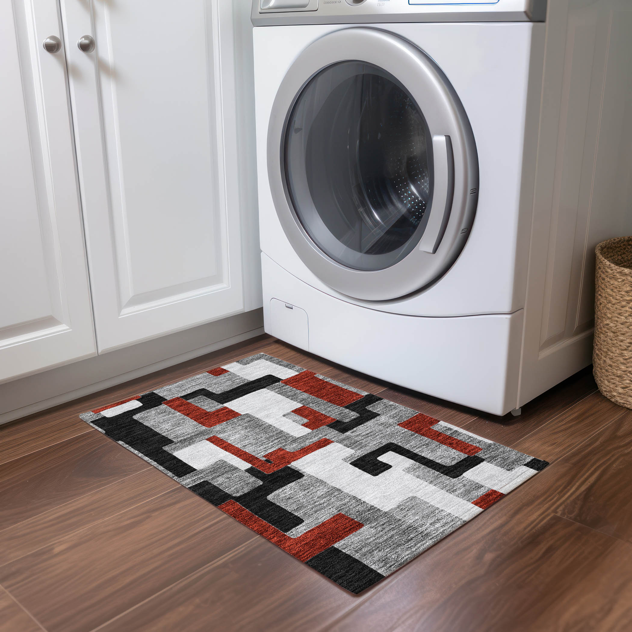 Gray Machine-Washable Indoor/Outdoor Rectangular Rug 1'8" x 2'6"