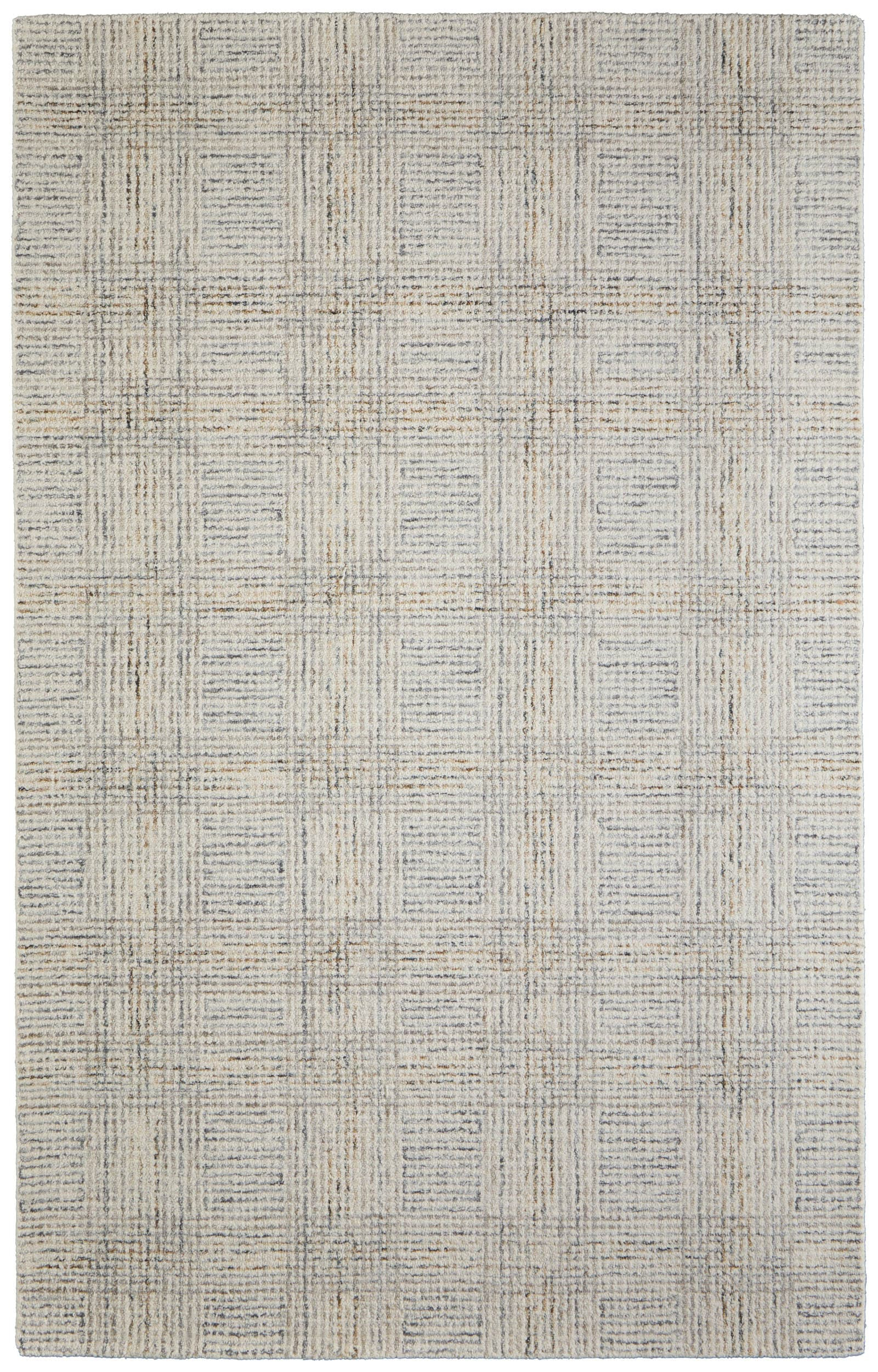 Feizy Belfort Transitional Geometric, Ivory/Gray/Tan, 2' x 3' Accent Rug Easy Care Stain Resistant Water Resistant Casual Solid Design Carpet for Living Dining Bed Room