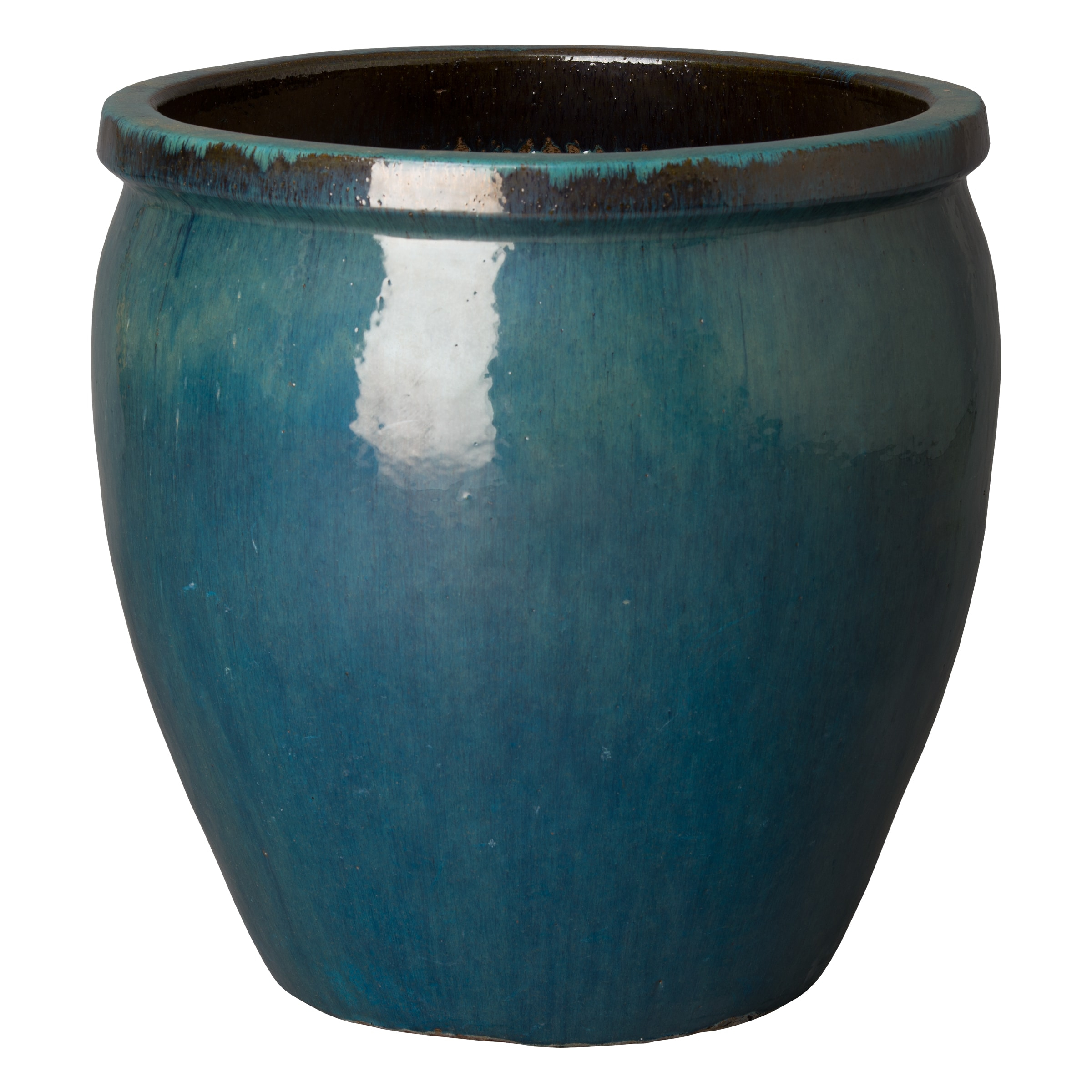 Emissary Round 26.0-in W Blue Ceramic Indoor/Outdoor Planter