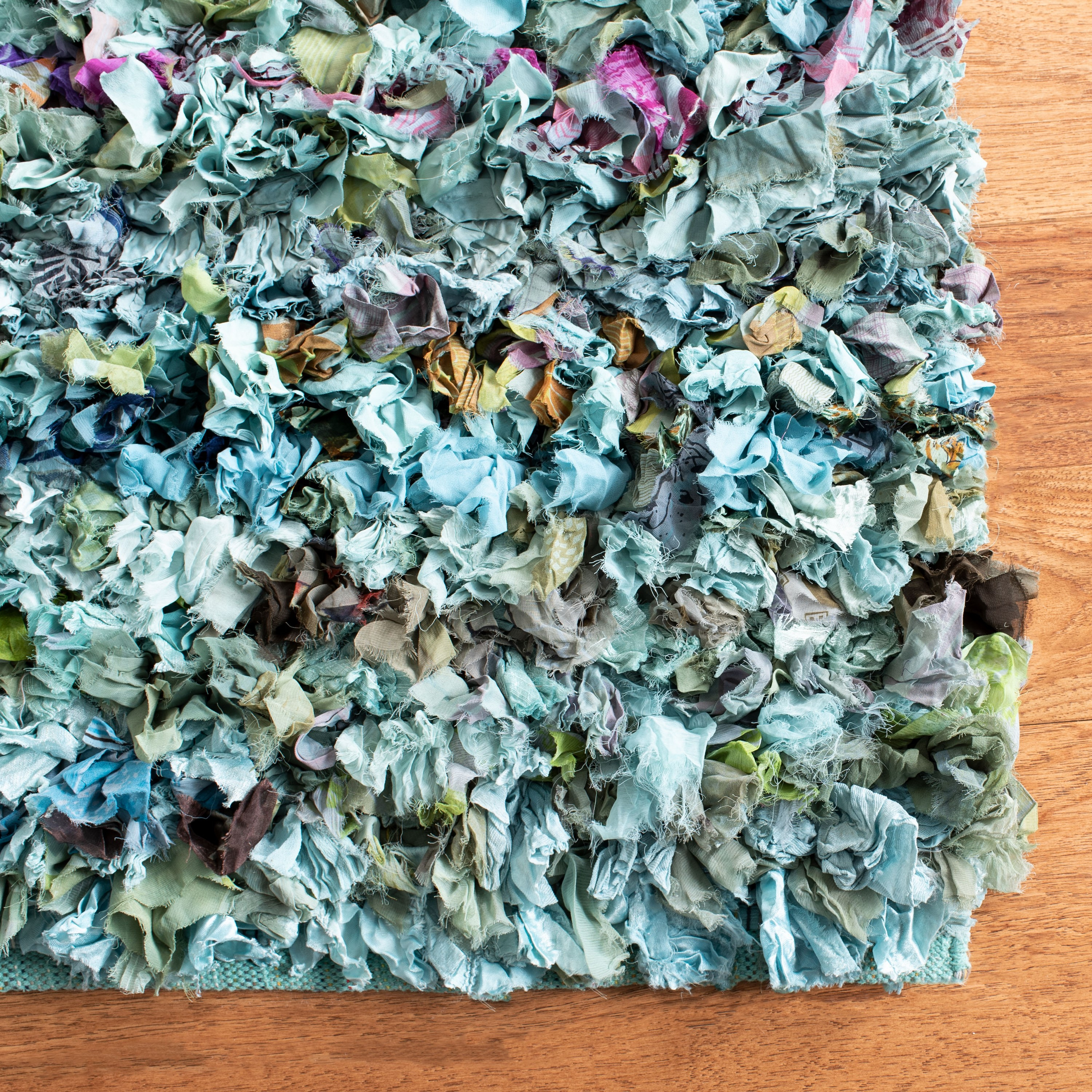 Safavieh Rio Shag 6 x 9 (ft) Polyester Blue/Multi Rectangular Indoor Abstract Bohemian/Eclectic Area rug
