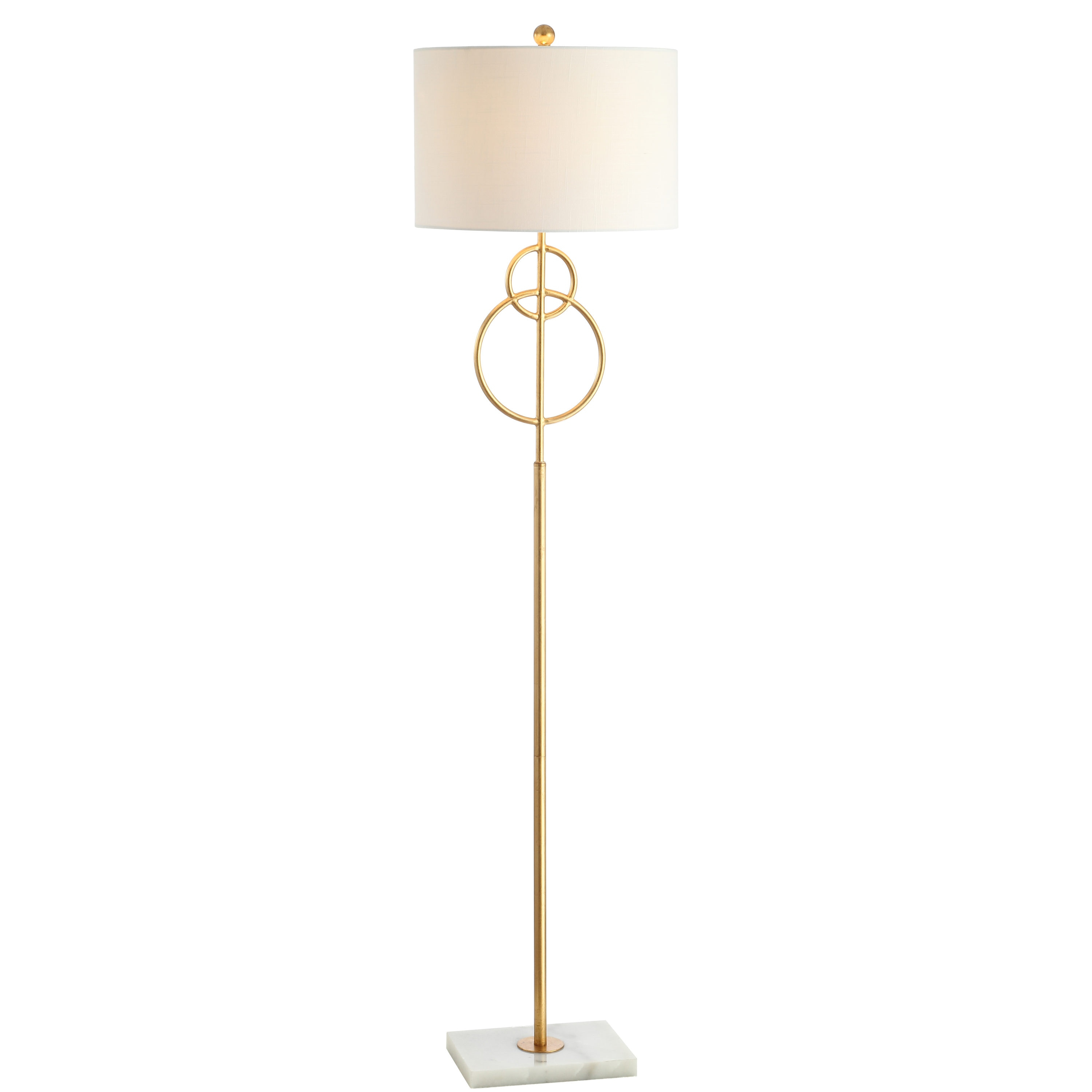 JONATHAN Y JYL1097A Haines 60" Modern Circle Marble/Metal LED Floor Lamp, Classic, Glam, Transitional for living room, dinning room, bedroom, office Bulb Included, Gold