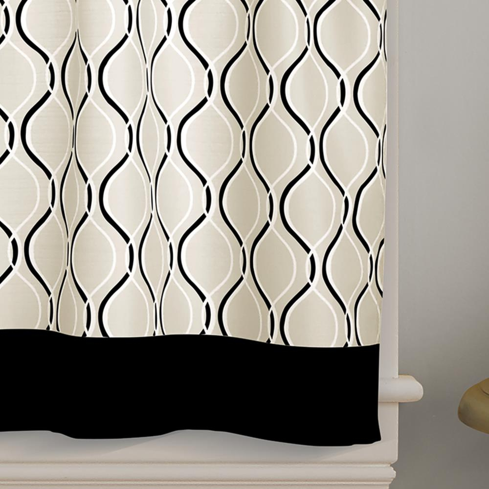 CHF Morocco Polyester Light Filtering Rod Pocket Curtain Tier Pair, Black, 58"x36", Adult