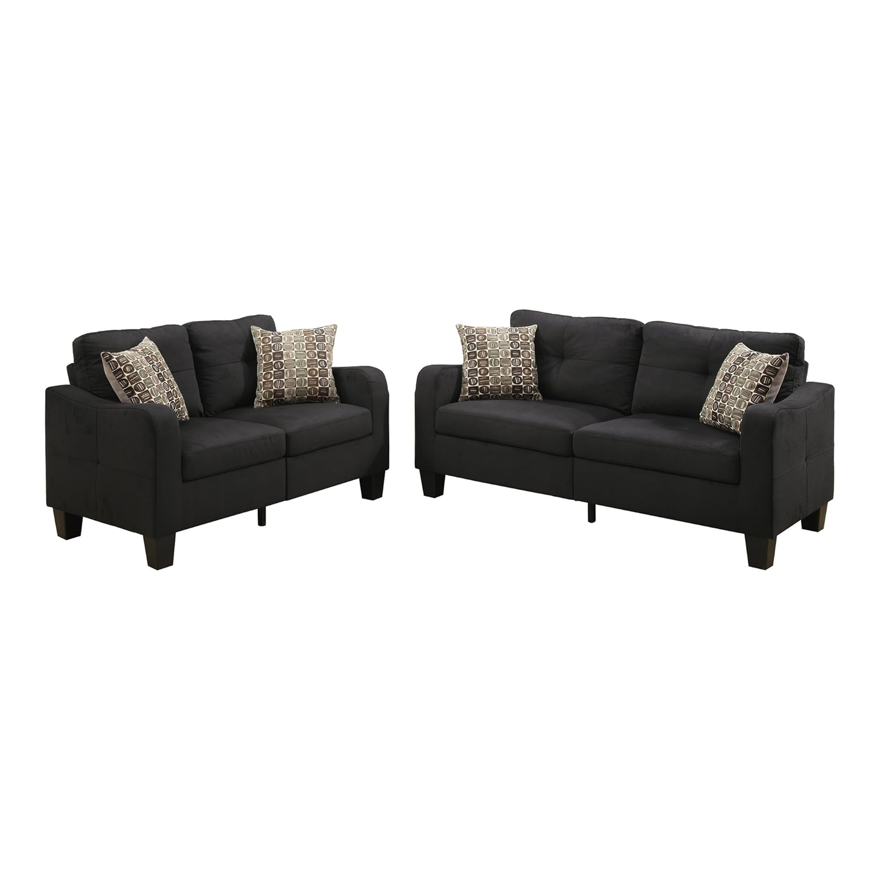 Benjara Polyfiber 2 Pieces Sofa Set With Accent Pillows Dark Gray-Color:Gray