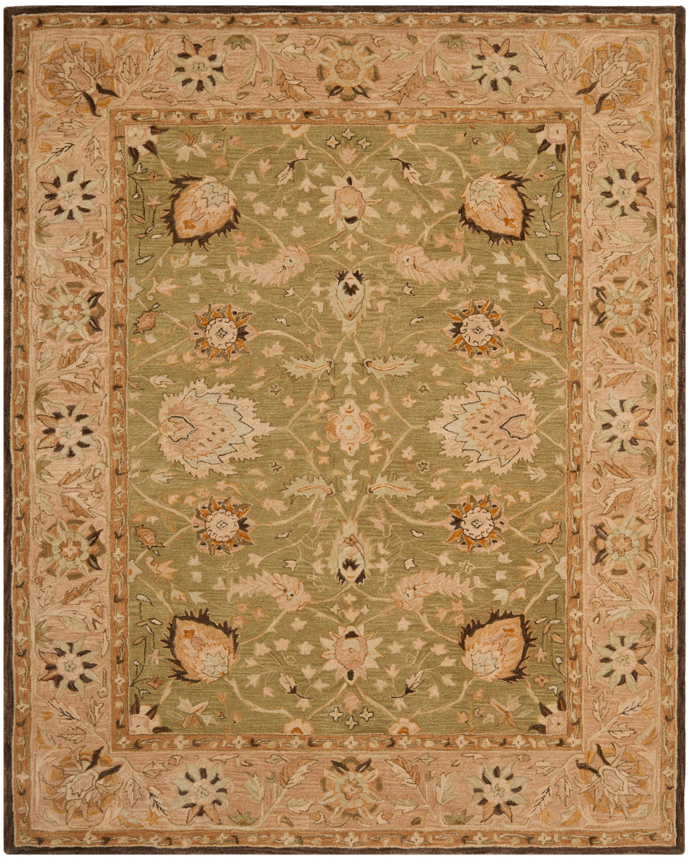 SAFAVIEH Anatolia Venice Traditional Wool Area Rug, Sage/Beige, 9' x 12'