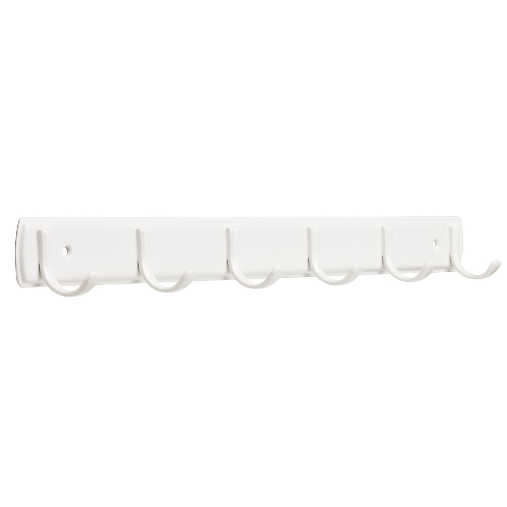 Franklin Brass 19.29 In. Steel Sheet Metal Rail With 6 Hooks, White
