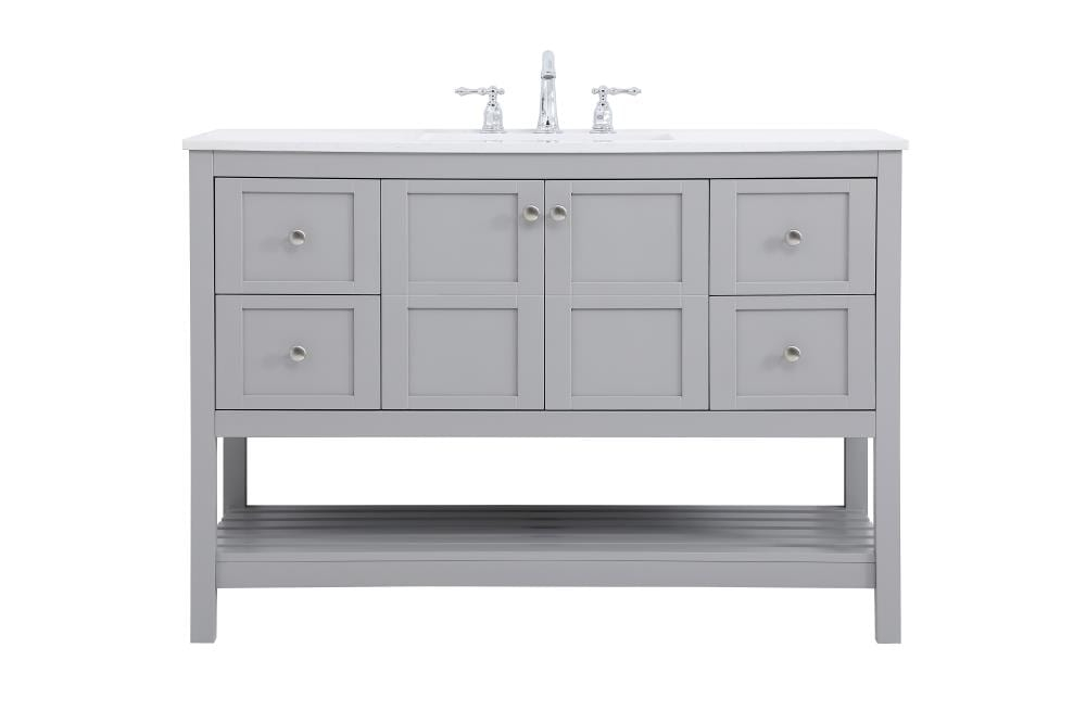 Elegant Decor Theo 48" Steel and Solid Wood Single Bathroom Vanity in Gray