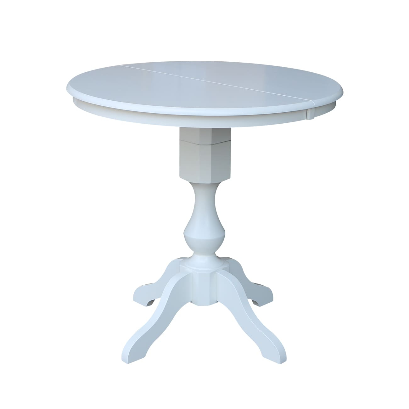 36" Round Top Counter Height Table with 12" Leaf - White
