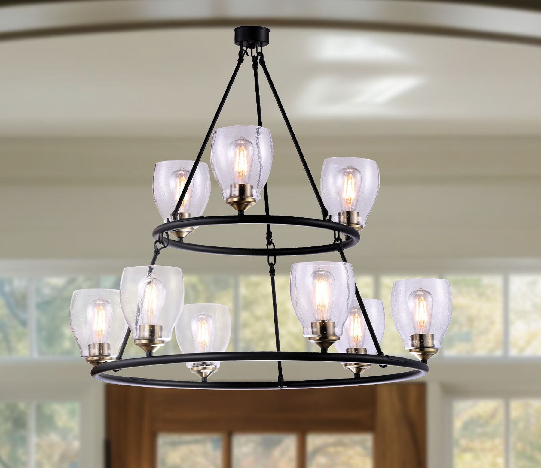 9 Light Chandelier In 31-Coal/Stained Brass Finish    -Traditional Installation Minka Lavery 2439-878