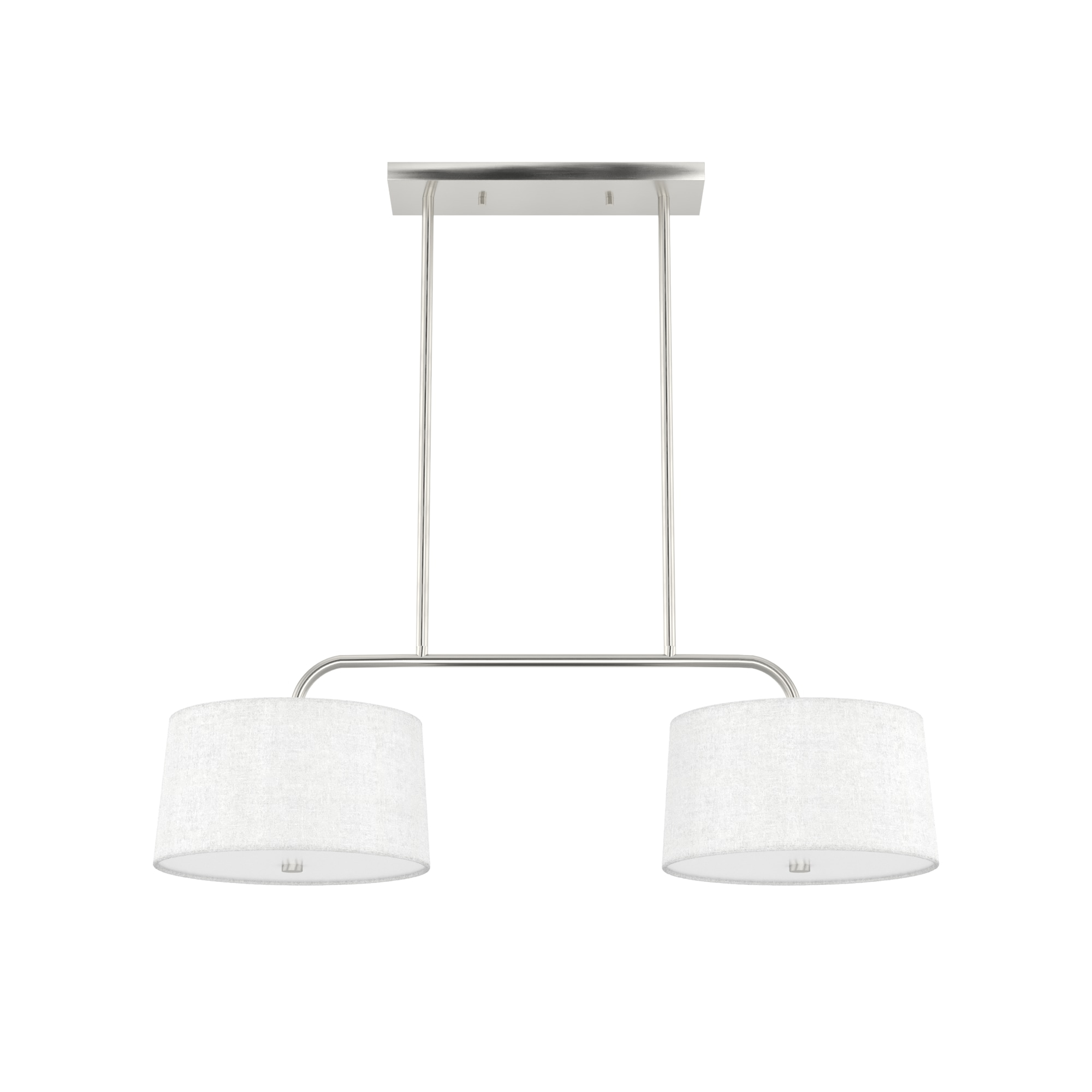Hunter - Cottage Hill 4-light Brushed Nickel, Large Chandelier, Dimmable, Modern Style, Linear Shaped, for Bedrooms, Kitchens, Dining, Living Rooms - 19892