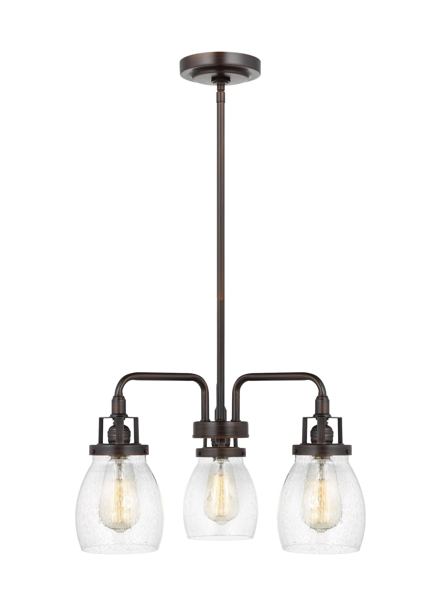 Belton 52'' Bronze 3-Light Chandelier with Clear Seeded Glass