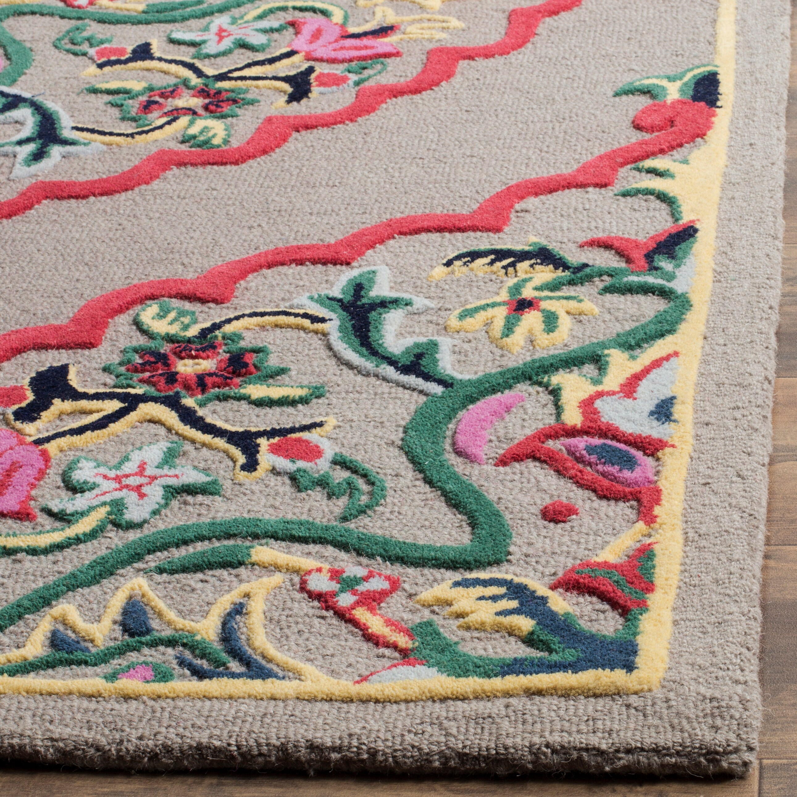 Hand-Tufted Dark Gray and Multi Wool Runner Rug