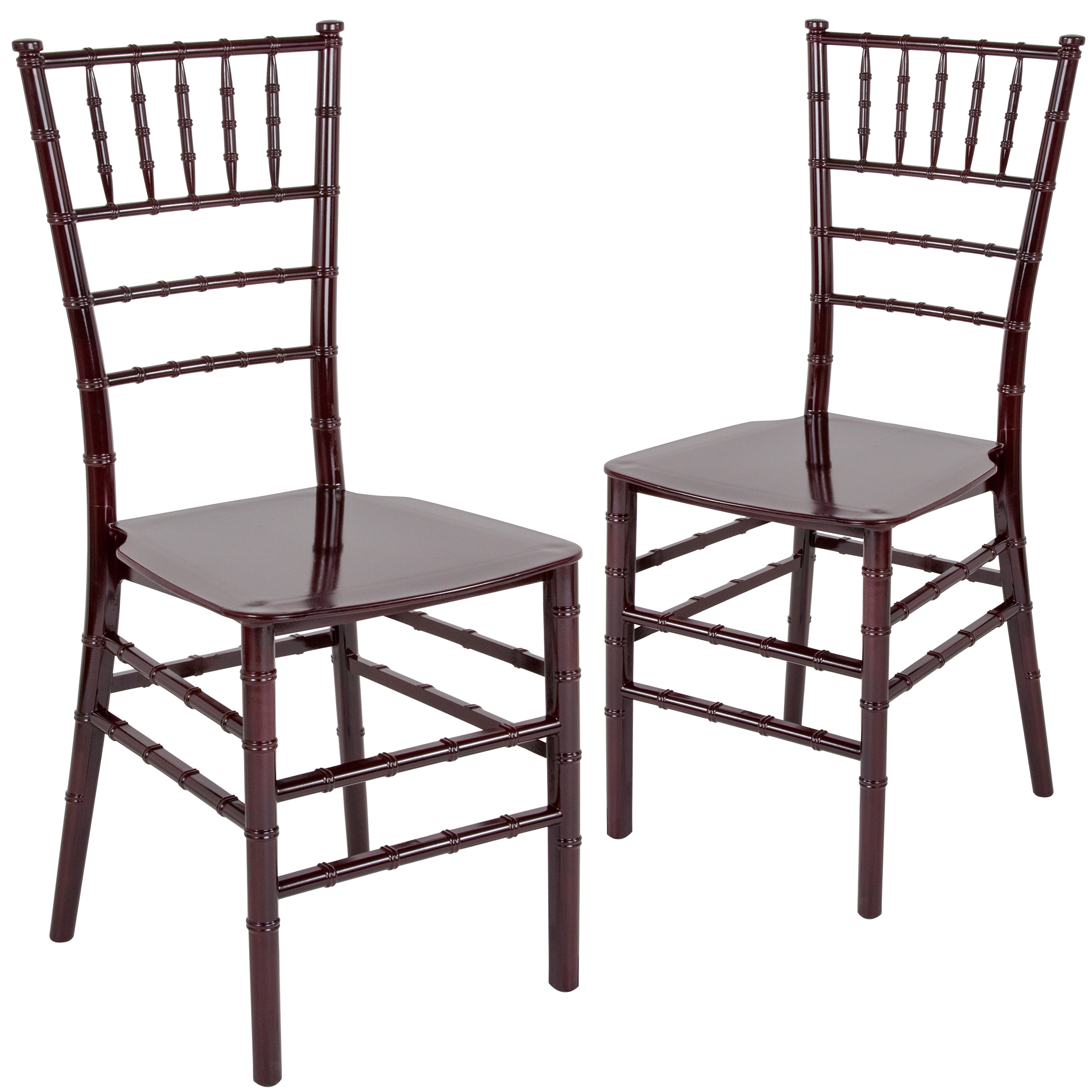 Flash Furniture 2 Pk. HERCULES Series Mahogany Resin Stacking Chiavari Chair