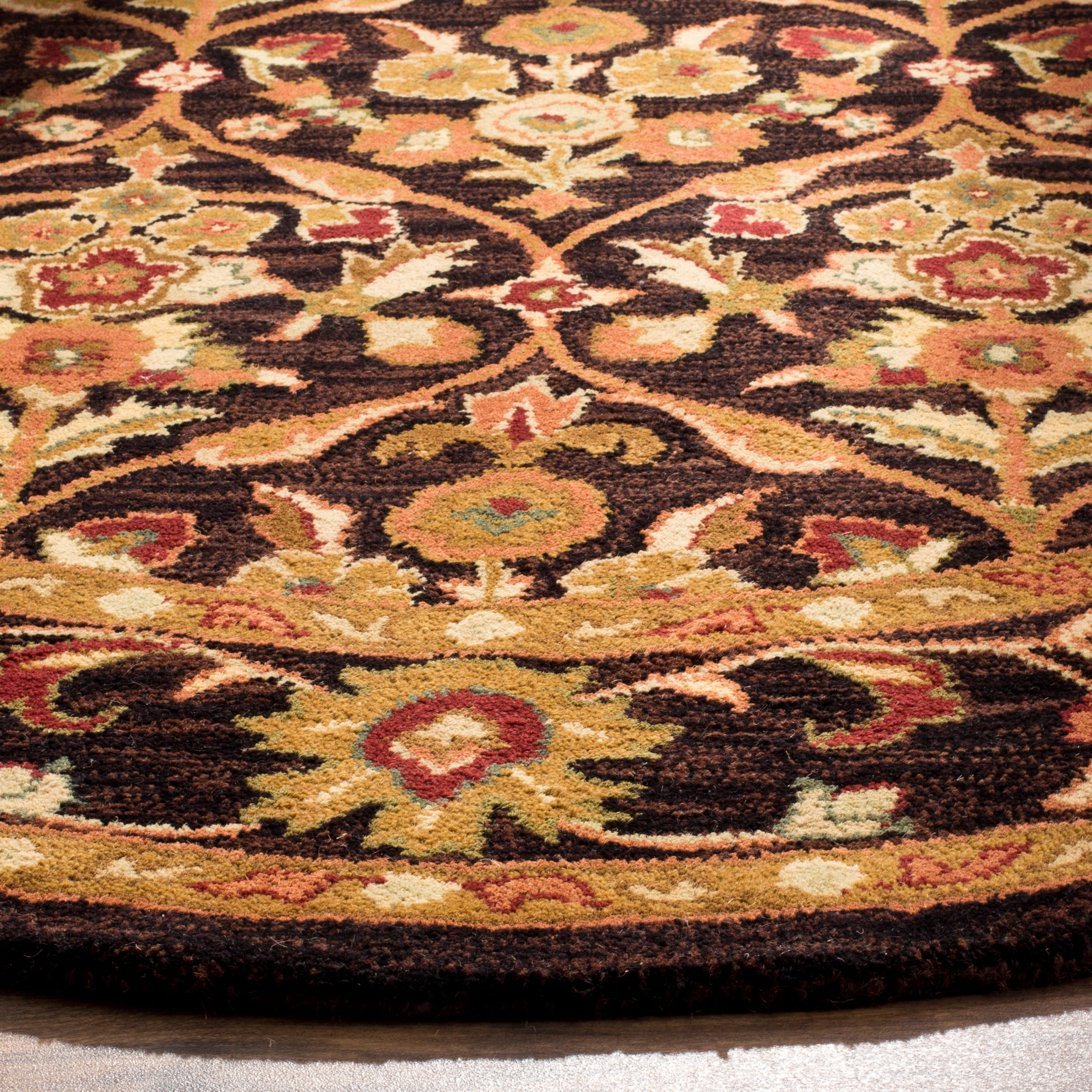 SAFAVIEH Antiquity Francine Oriental Wool Area Rug, Dark Plum/Gold, 8' x 8' Round