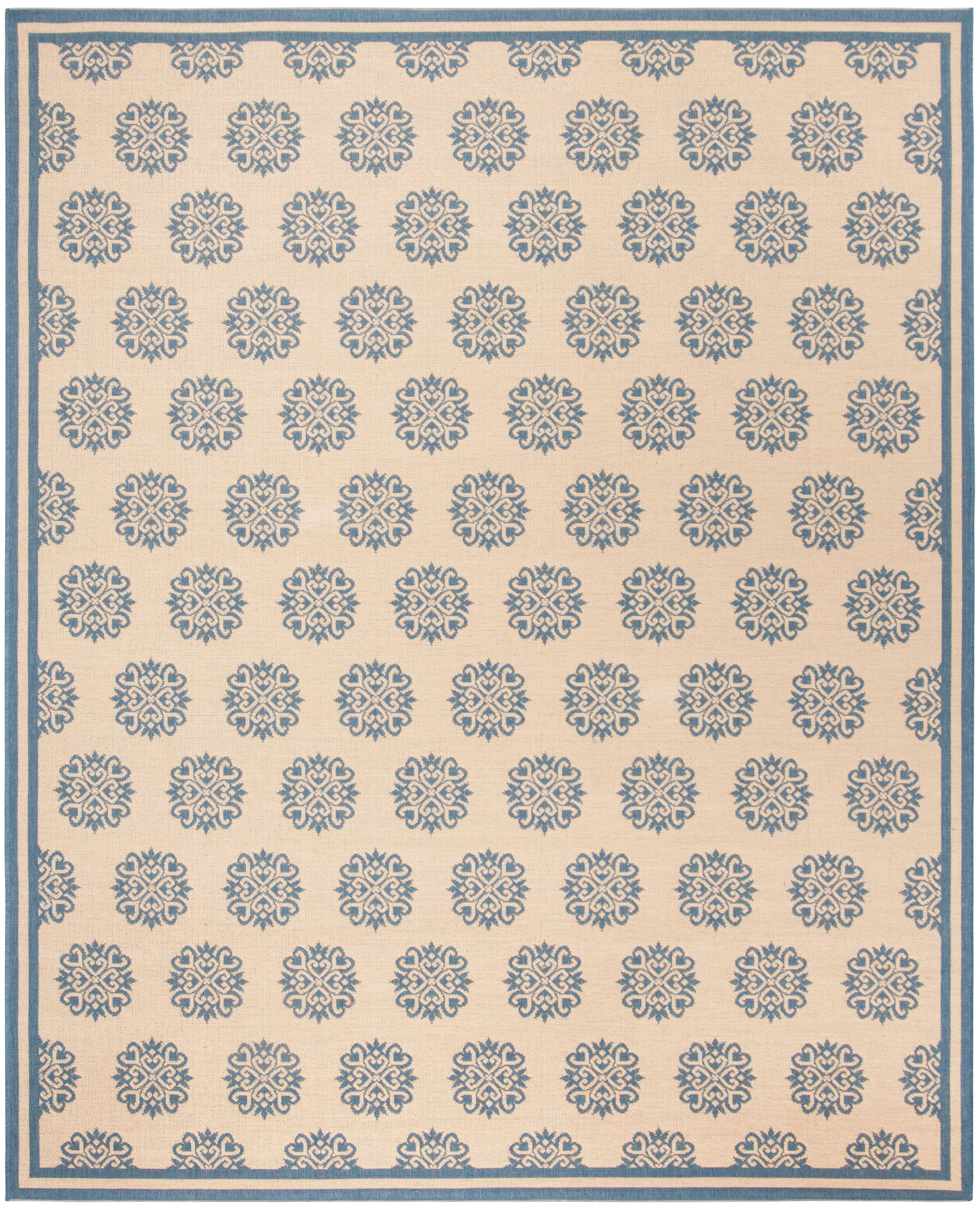SAFAVIEH Beach House Callahan Geometric Indoor/Outdoor Area Rug Blue/Cream, 7'10" x 10'