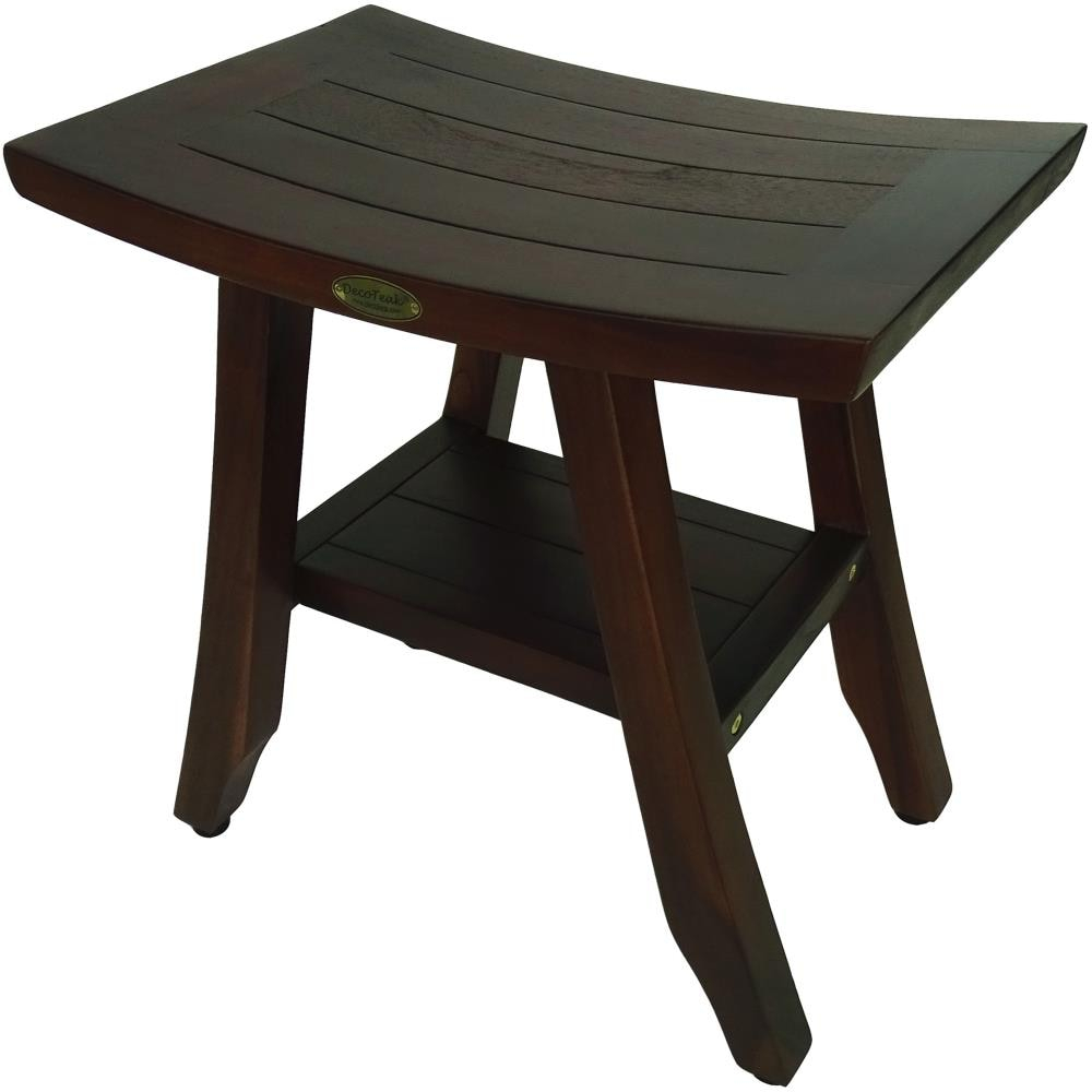 18&#34; Satori DT90 Wide Teak Wood Shower Bench with Shelf - DecoTeak