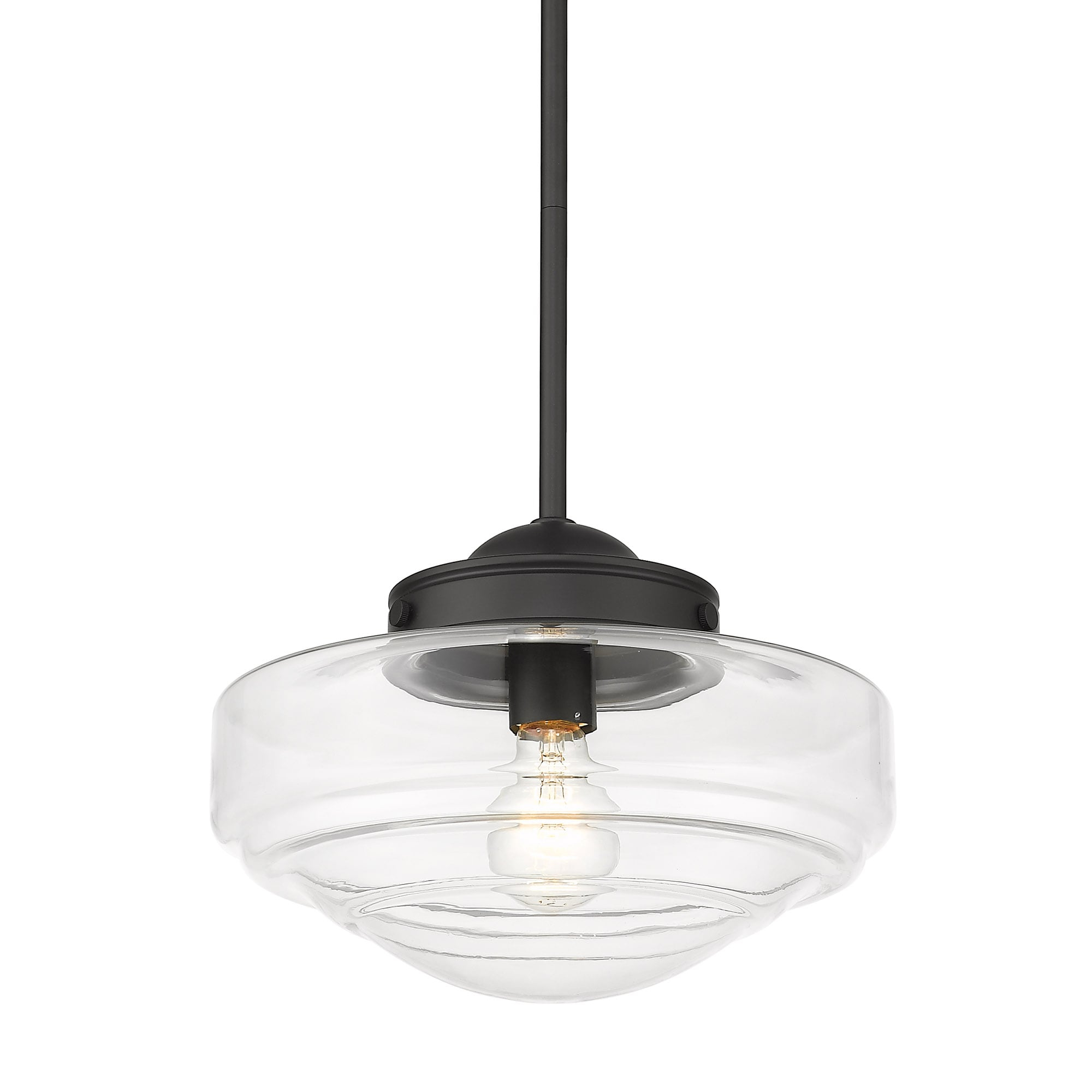 Golden Lighting Ingalls 1-Light Pendant in Matte Black with Clear Glass
