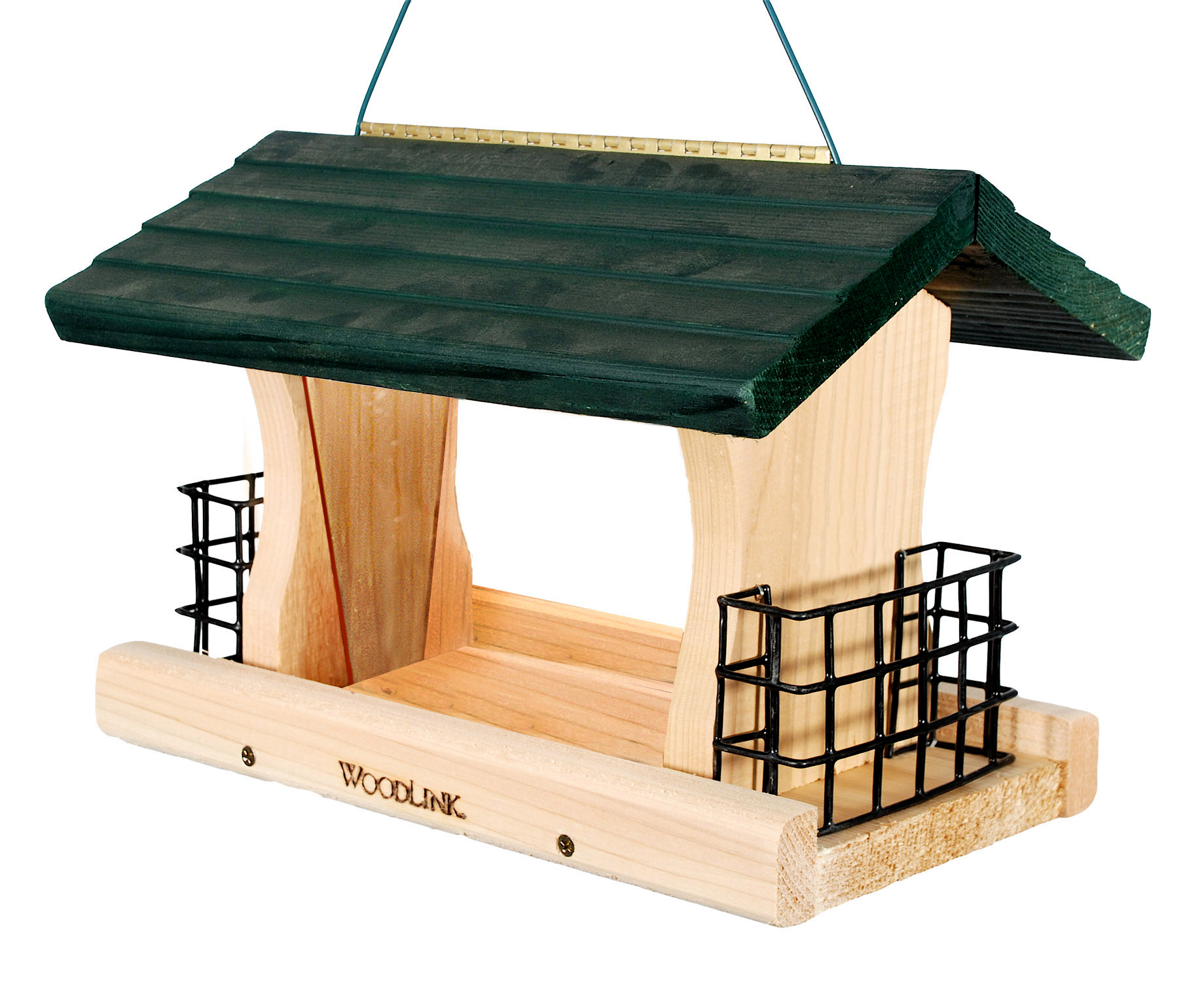 WoodLink Large Cedar Bird Feeder with Suet Cages - Wood Platform Feeder for Woodpeckers