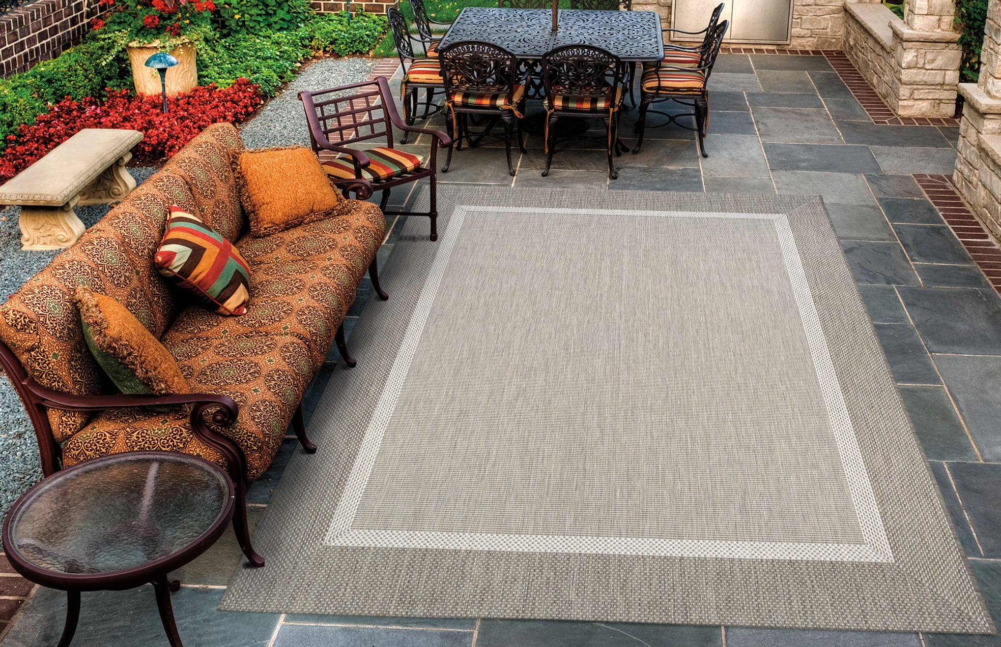 Couristan Recife 7 x 7 (ft) Polypropylene Champagne-Taupe Square Indoor/Outdoor Area rug