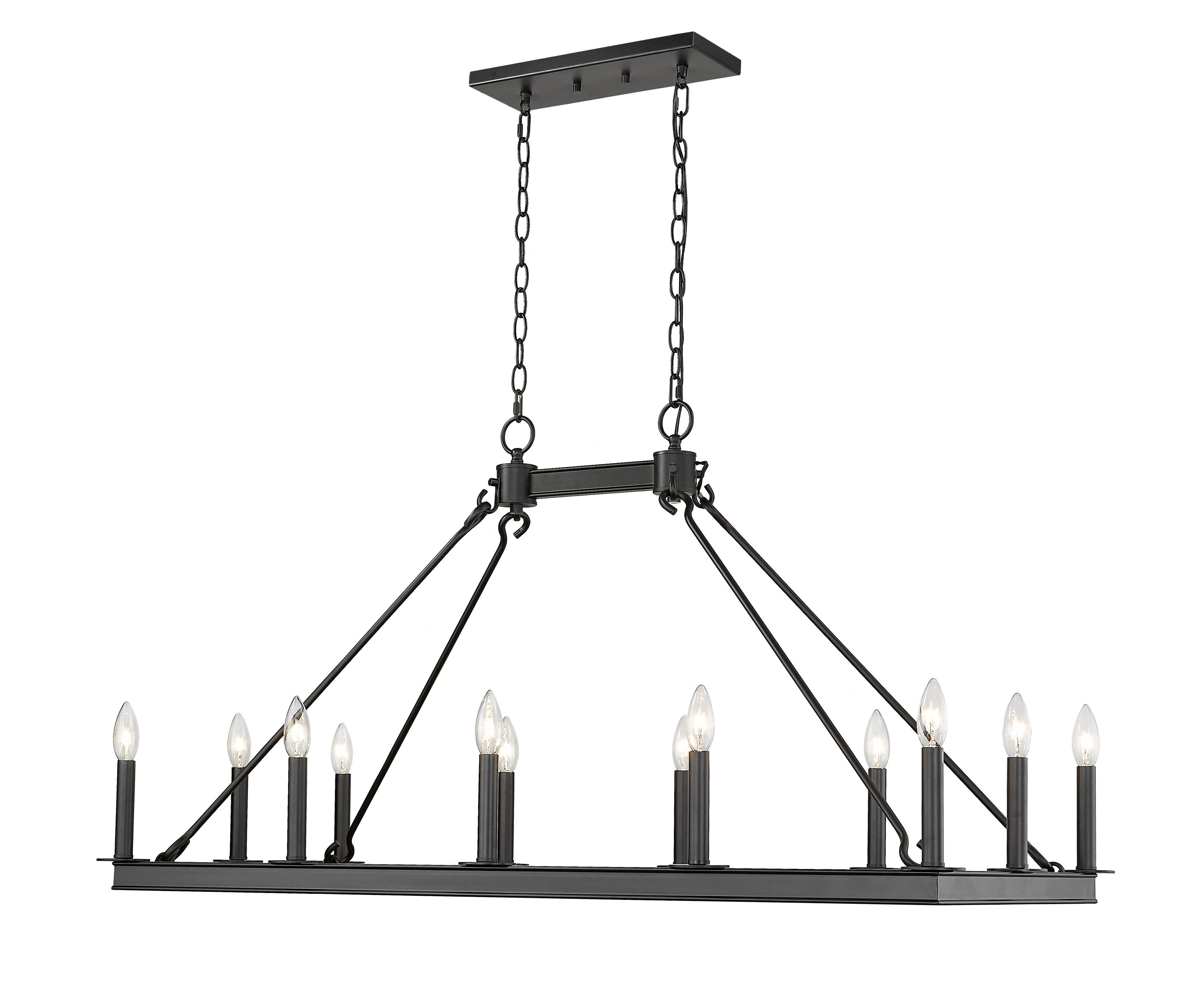 Z-Lite Barclay 12 Light Transitional Steel Island Pendant in Matte Black