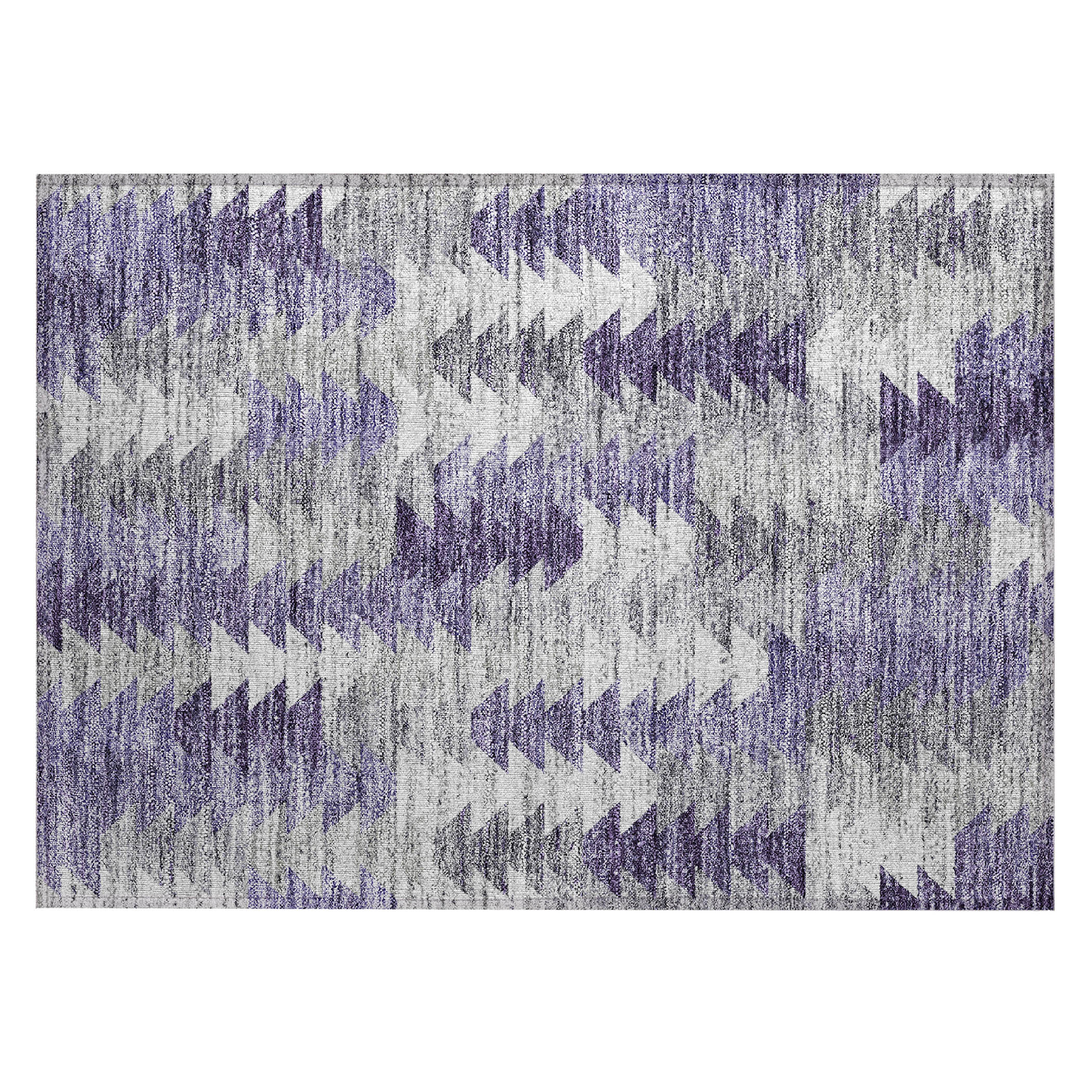 Purple and Gray Synthetic Flat Woven Washable Rug