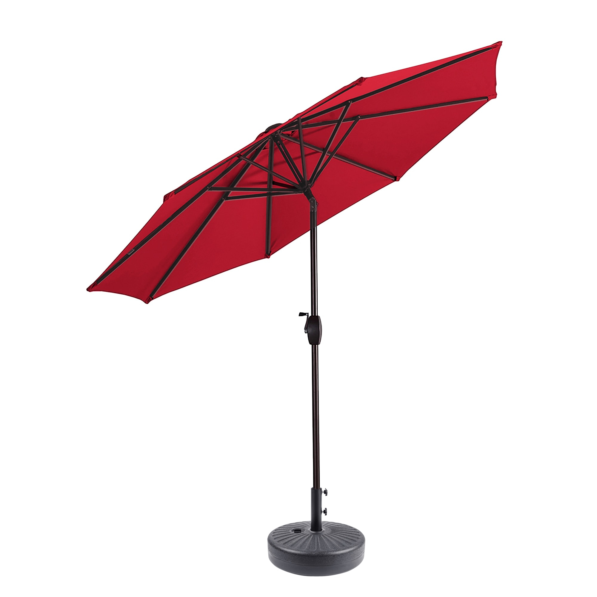 Alexander 9 ft. Patio Umbrella with Round Plastic Base, Red
