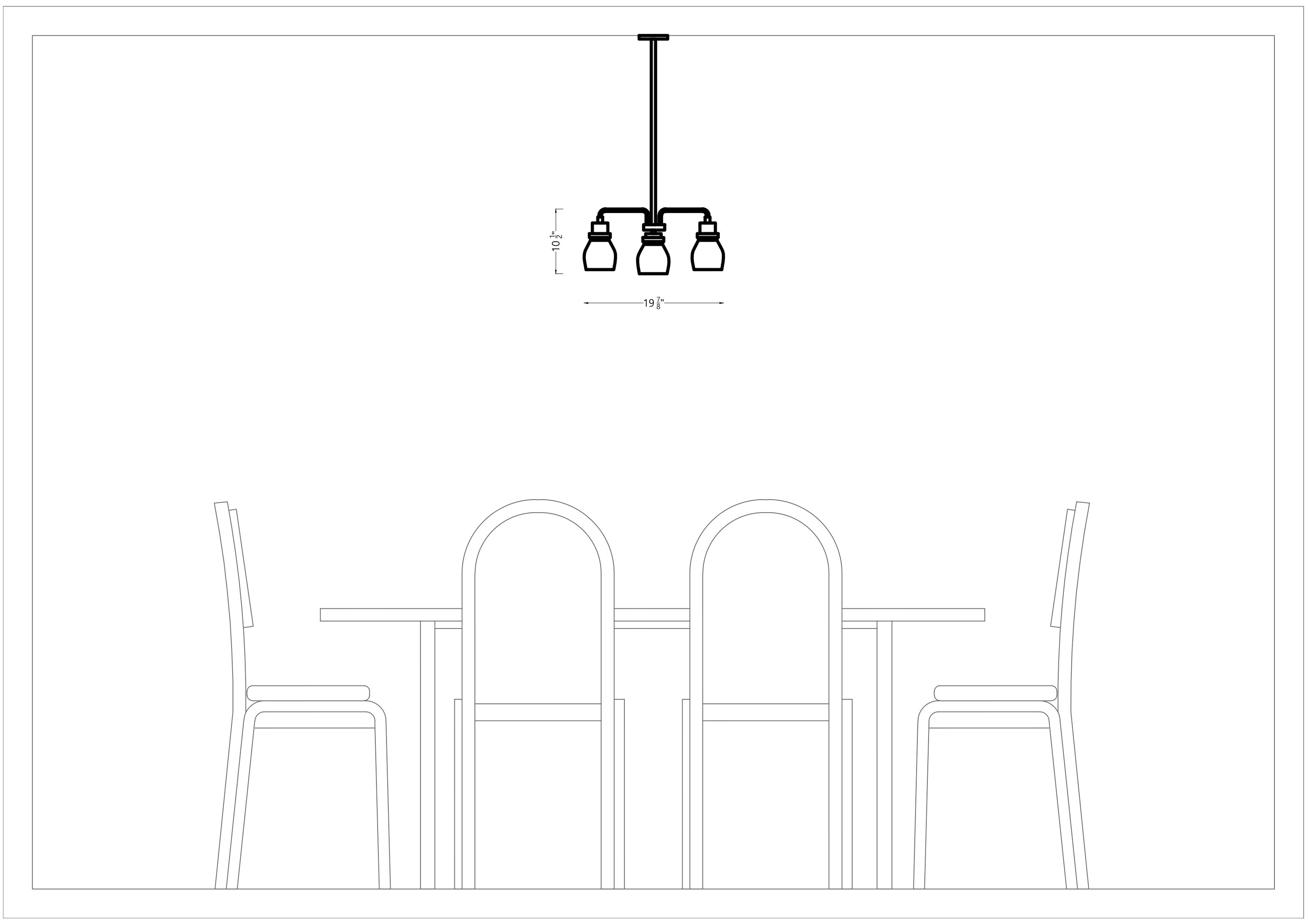 Belton 52'' Bronze 3-Light Chandelier with Clear Seeded Glass