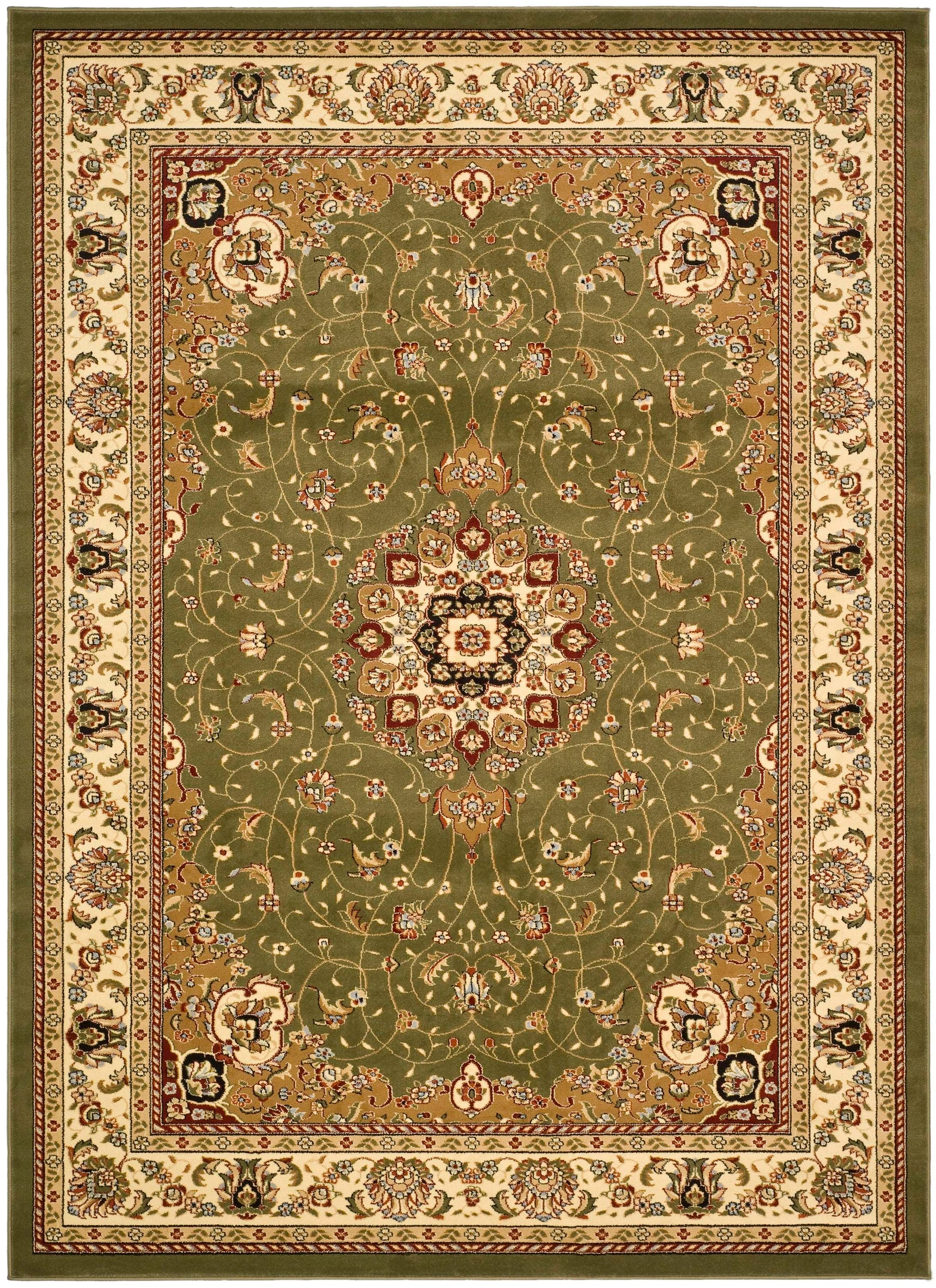 SAFAVIEH Lyndhurst Gabriella Traditional Bordered Area Rug, Sage/Ivory, 9' x 12'