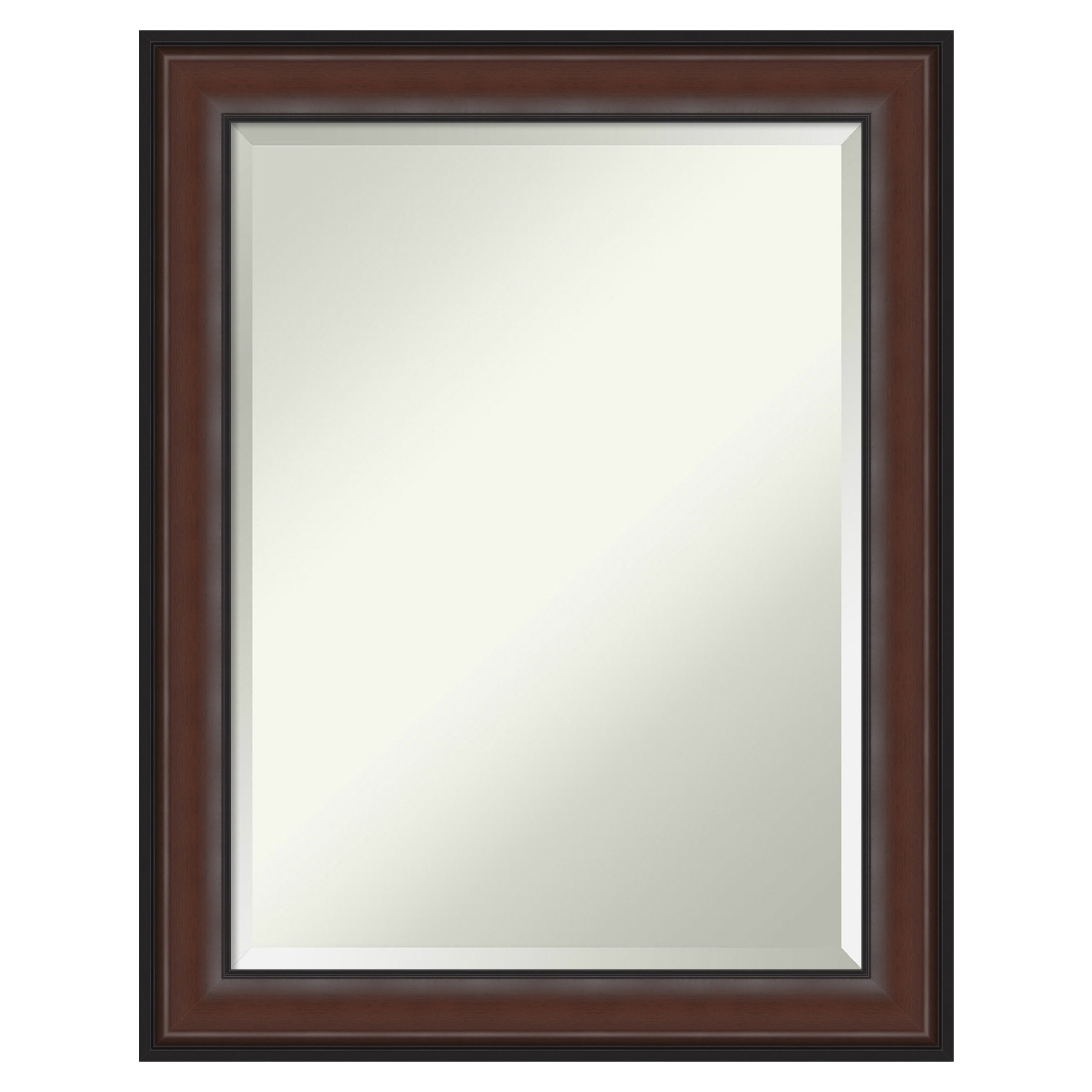 Amanti Art Beveled Bathroom Wall Mirror - Coffee Bean Brown Frame - Coffee Bean Brown Outer Size: 23 x 29 in