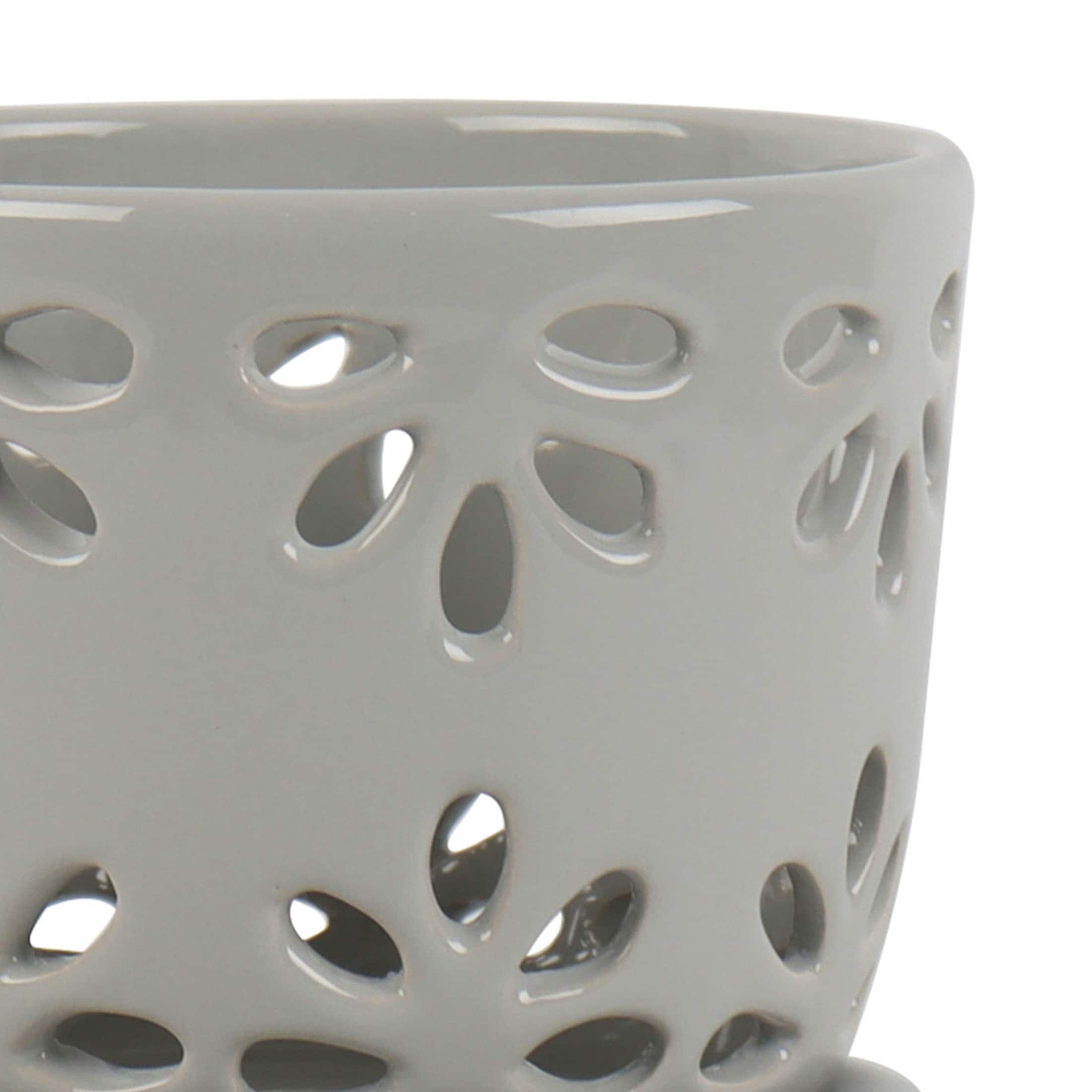 allen + roth Round 6.02-in W x 5.31-in H x 6.02-in D Gray Ceramic Indoor Orchid basket