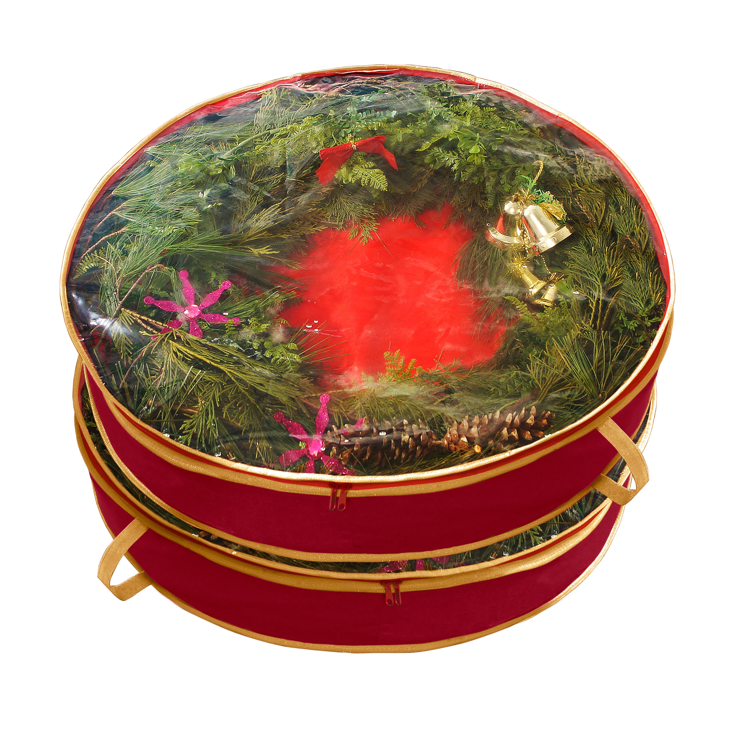 Simplify 2 Pack 30 Inch Christmas Holiday Wreath Bag in Red