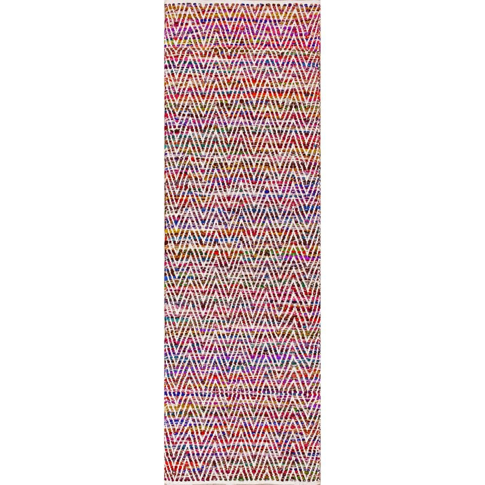 nuLOOM Rochell Handwoven Chevron Runner Rug, 2' 6" x 10', Magenta