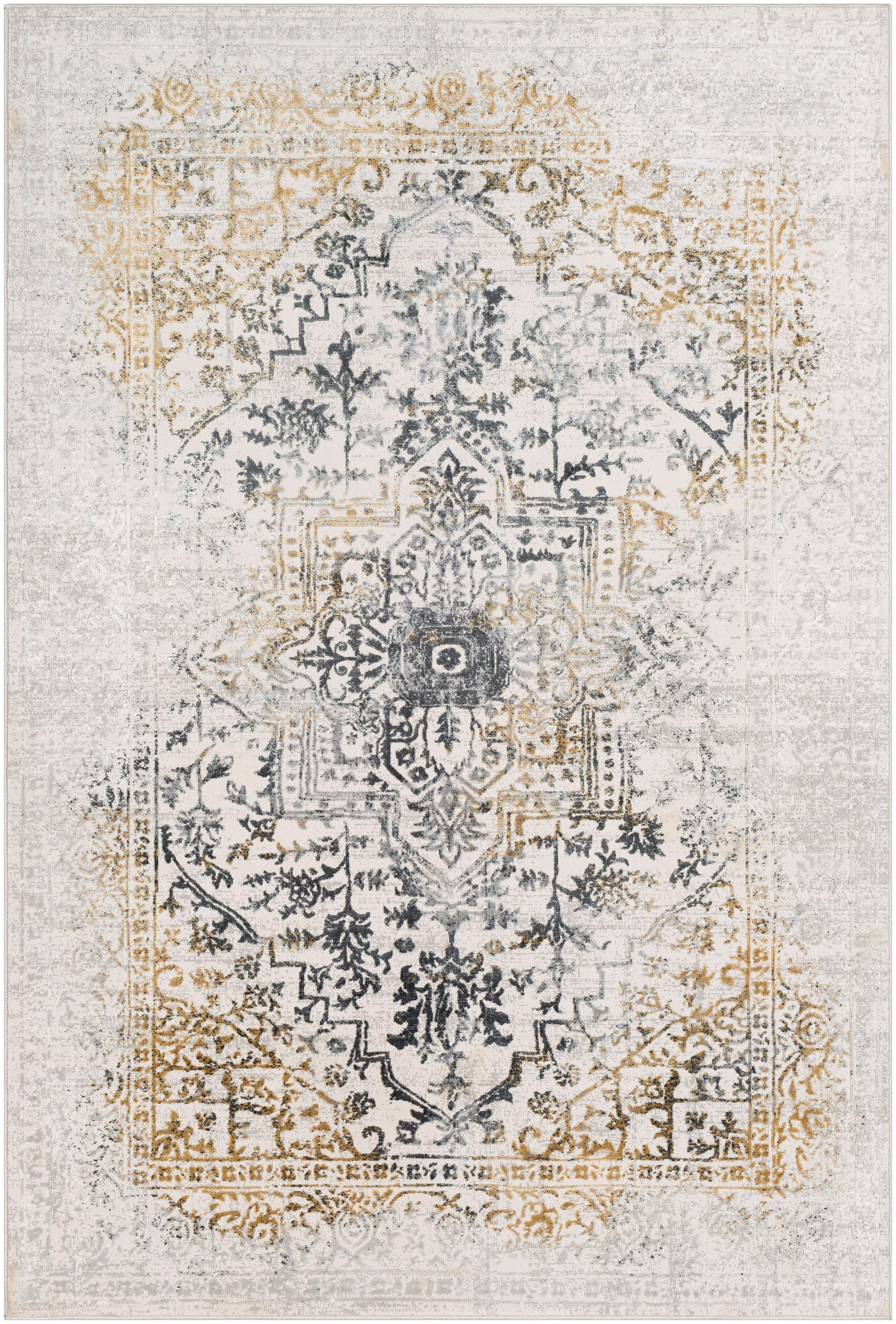 Luxurious Gray Viscose Rectangular Area Rug, 79" x 114"