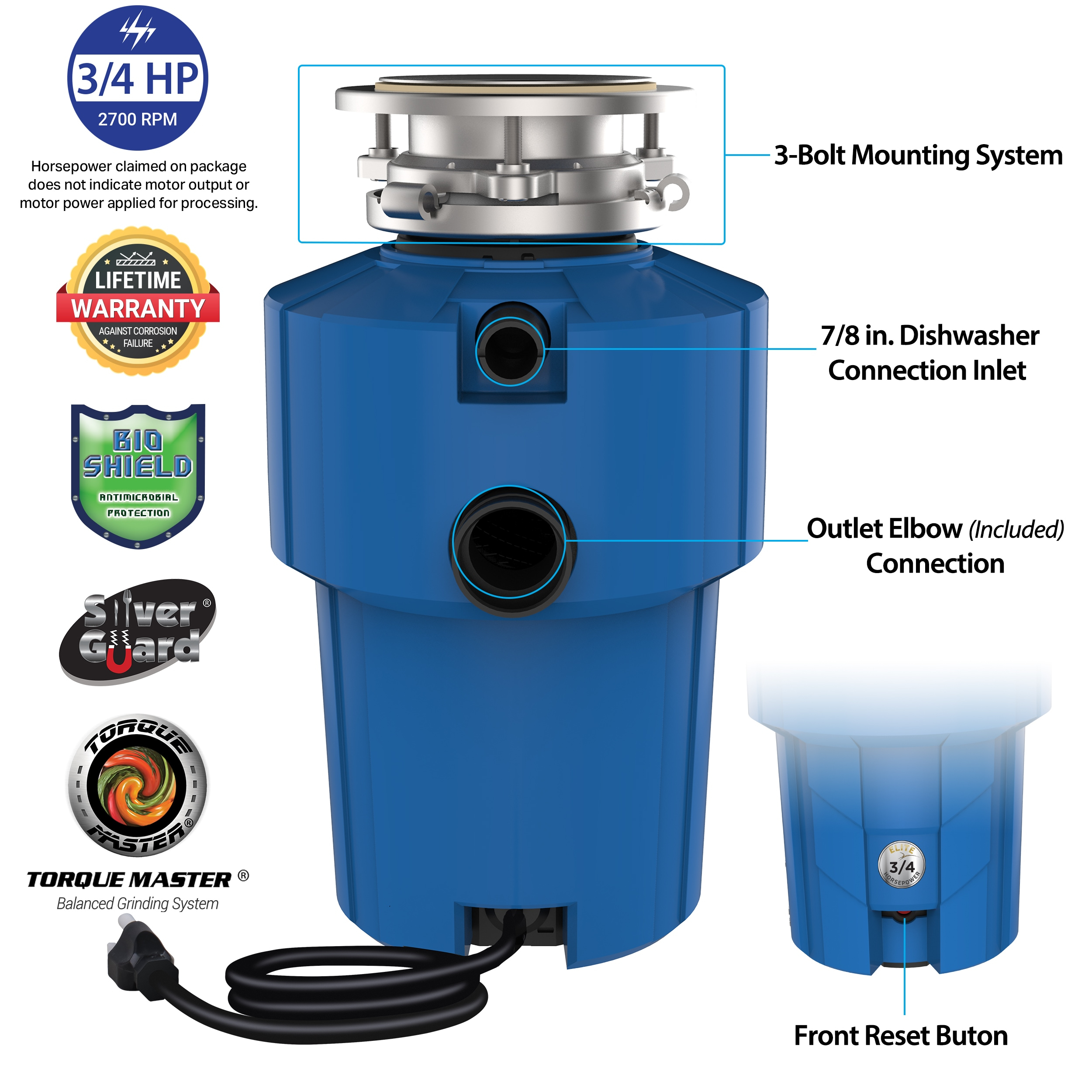 American Standard Elite ASE-90 Deluxe Garbage Disposal 3/4 HP