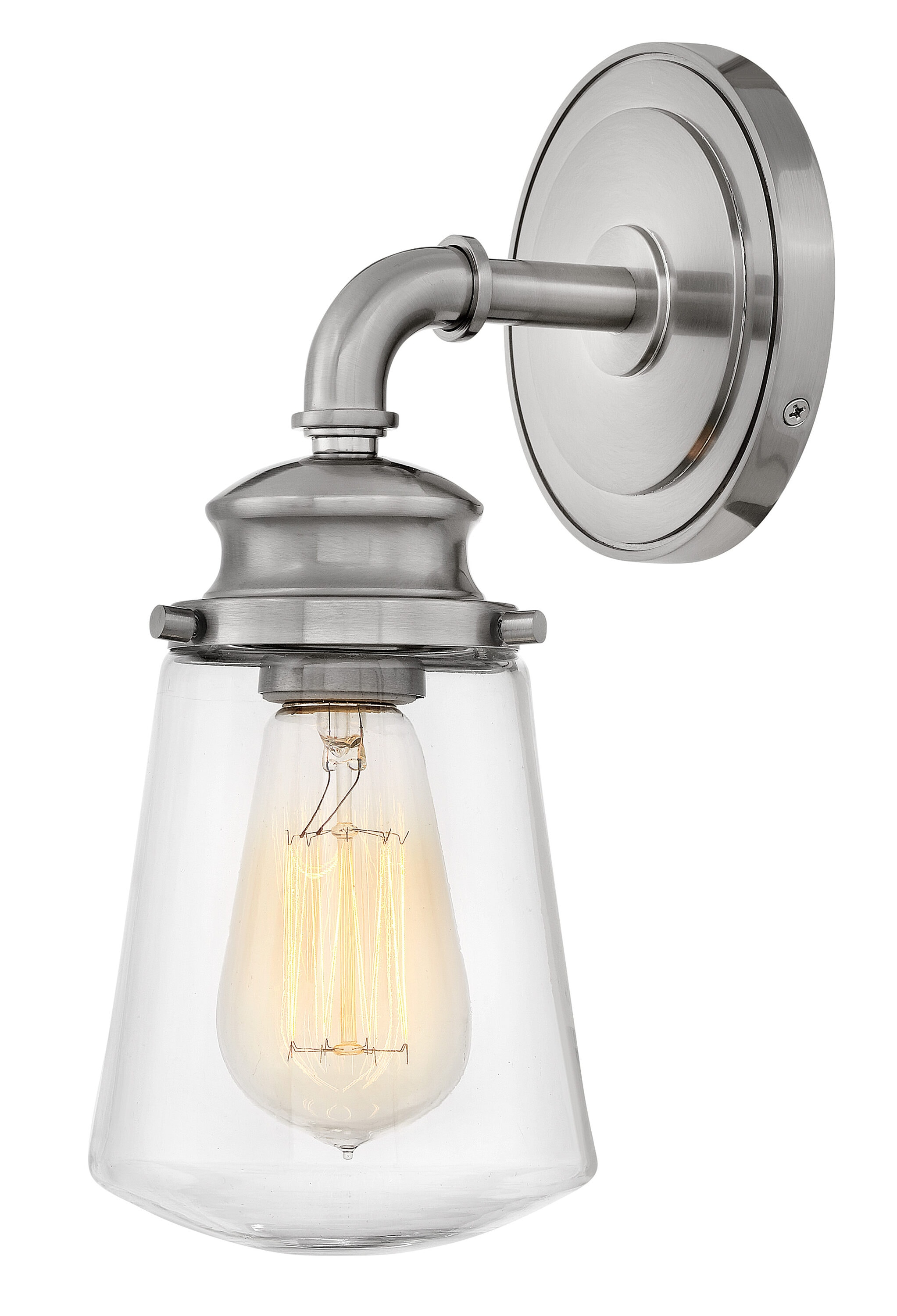 Fritz Outdoor Brushed Nickel Dimmable Wall Sconce with Clear Glass