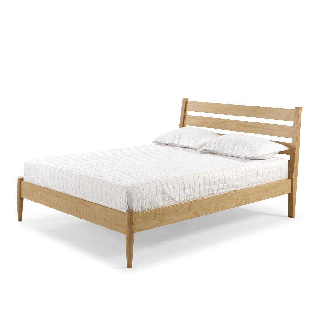 Camaflexi Mid-Century Solid Wood Queen Platform Bed in Scandinavian Oak 100% Solid Wood