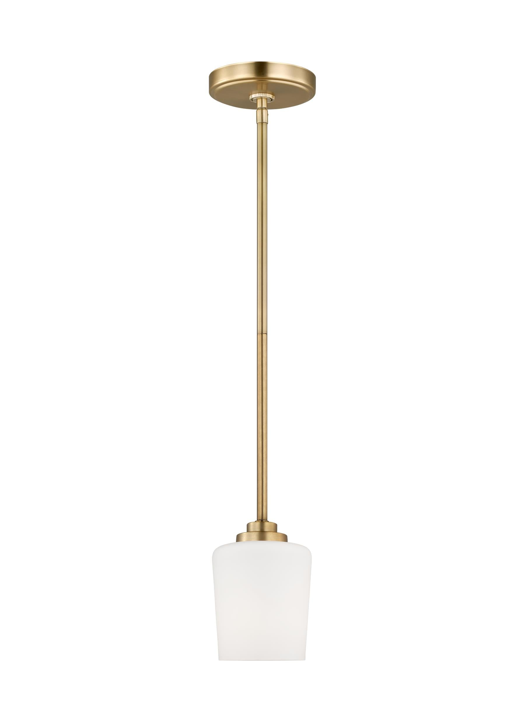 Satin Brass Windom Mini-Pendant with Etched White Glass